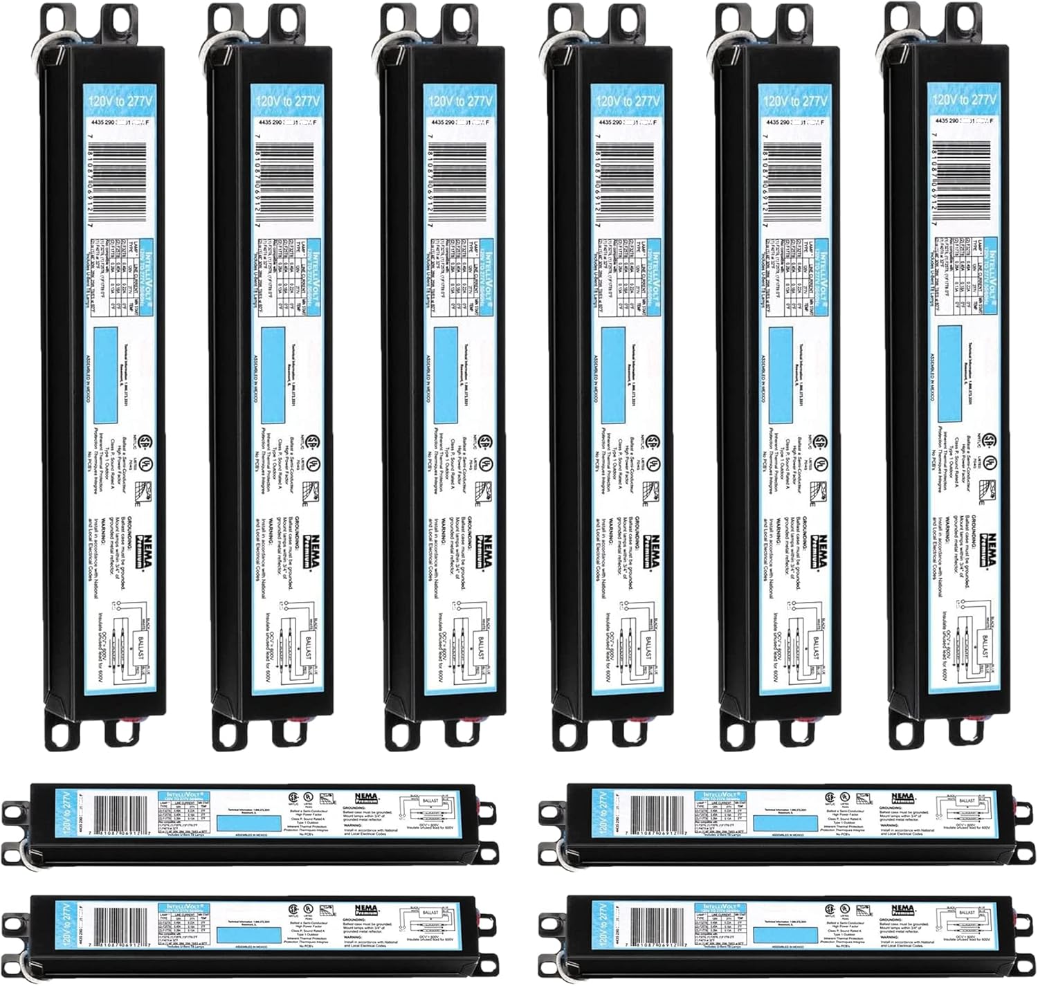 ICN3P32N, 120-277V, frecuencia de entrada de 50-60Hz, tipo de cable sólido, balasto fluorescente electrónico de arranque instantáneo para 3 tipos de
