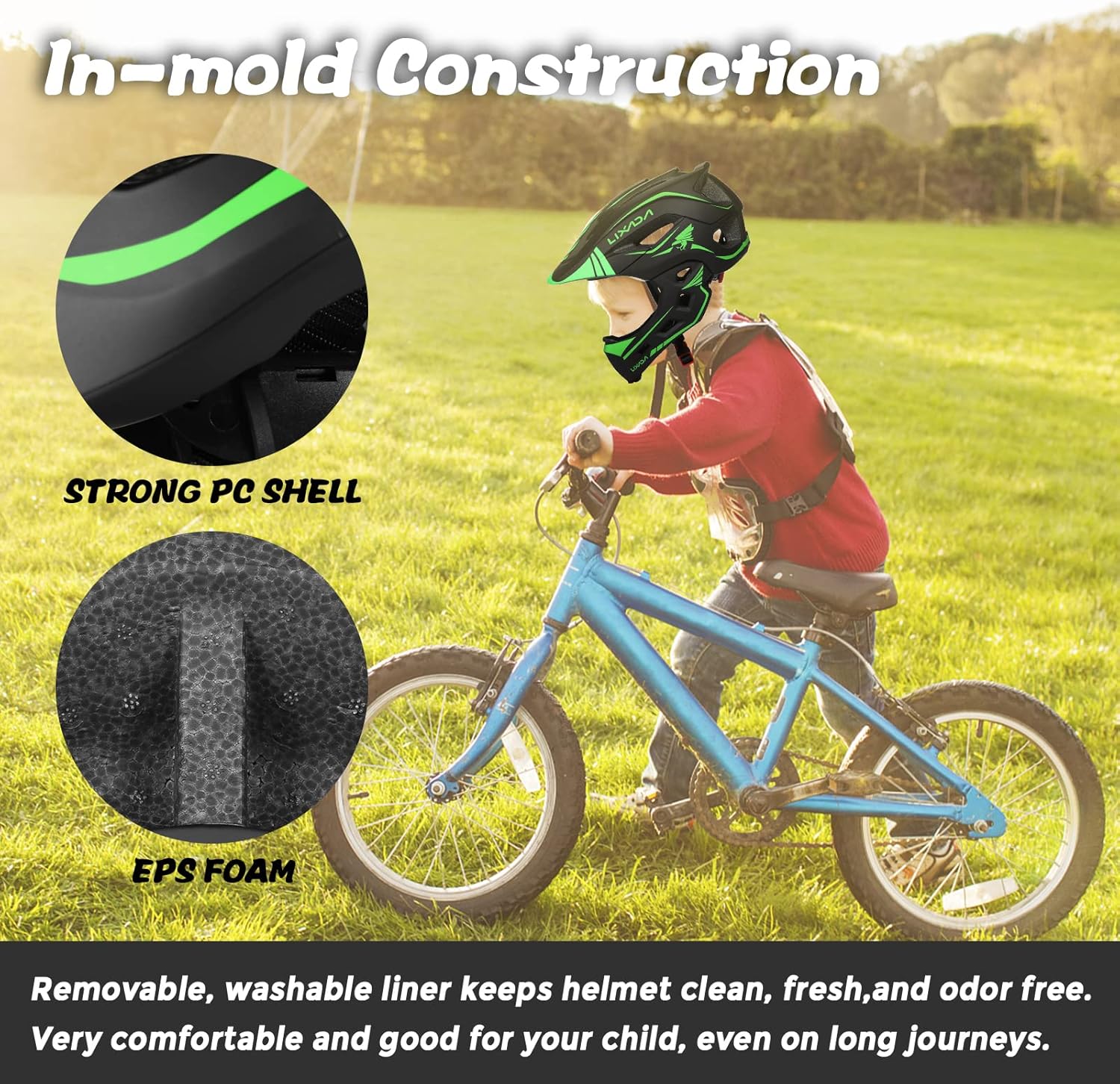Lixada Casco de ciclismo para niños, casco de ciclismo desmontable ajustable para niños, bicicleta, monopatín, equipo de protección (20.5-22