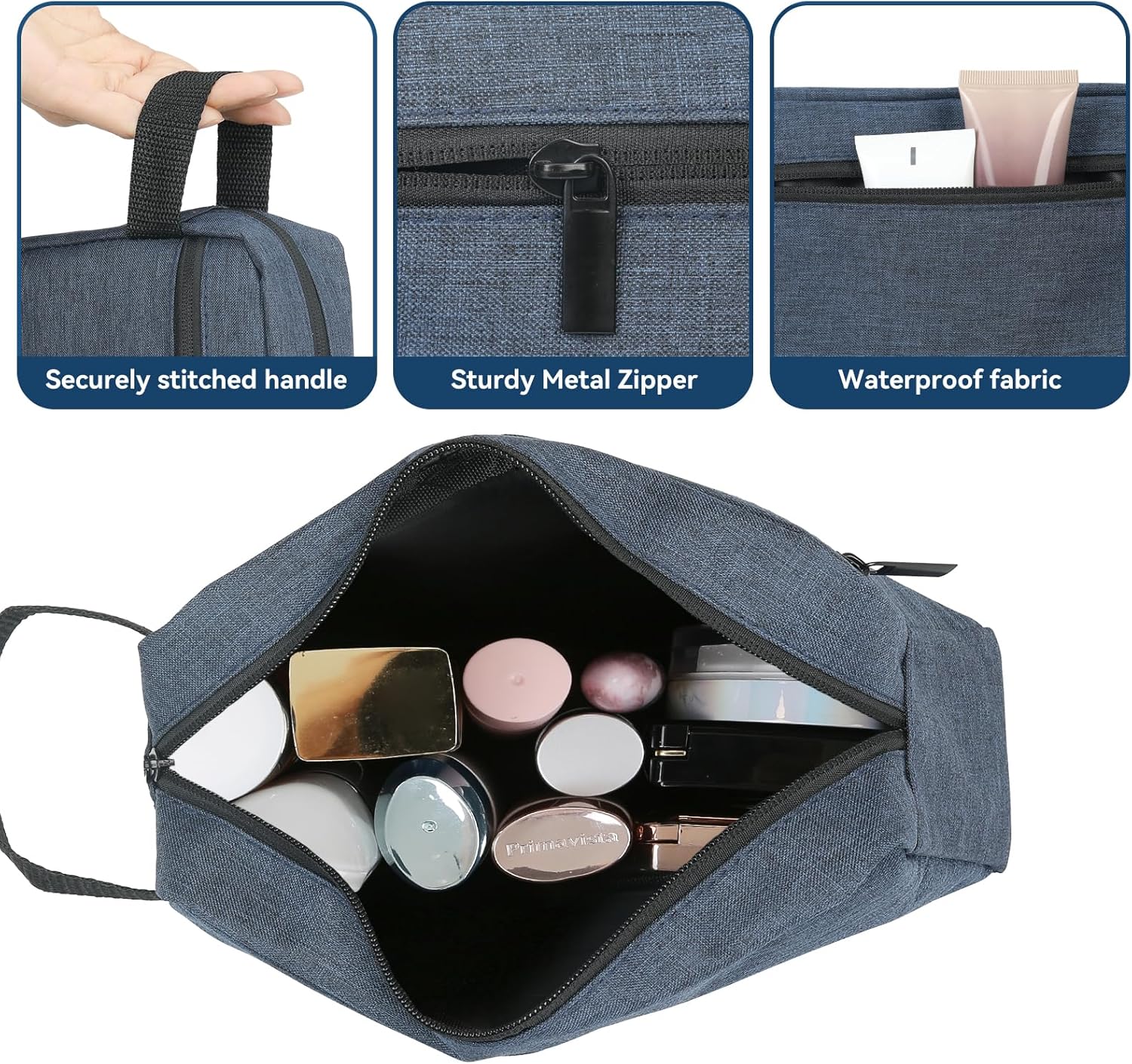Bolsa de aseo para hombre resistente al agua, 3 piezas, accesorios de aseo personal, pequeño kit de Dopp para colgar, bolsa de lona para artículos