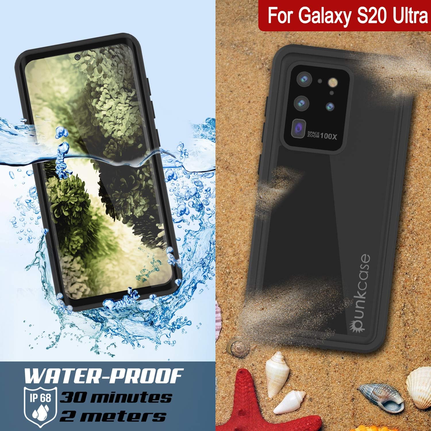 PunkCase S20 Ultra – Funda impermeable serie StudStar ajuste delgado certificado IP68 a prueba de golpes a prueba de suciedad a prueba de nieve