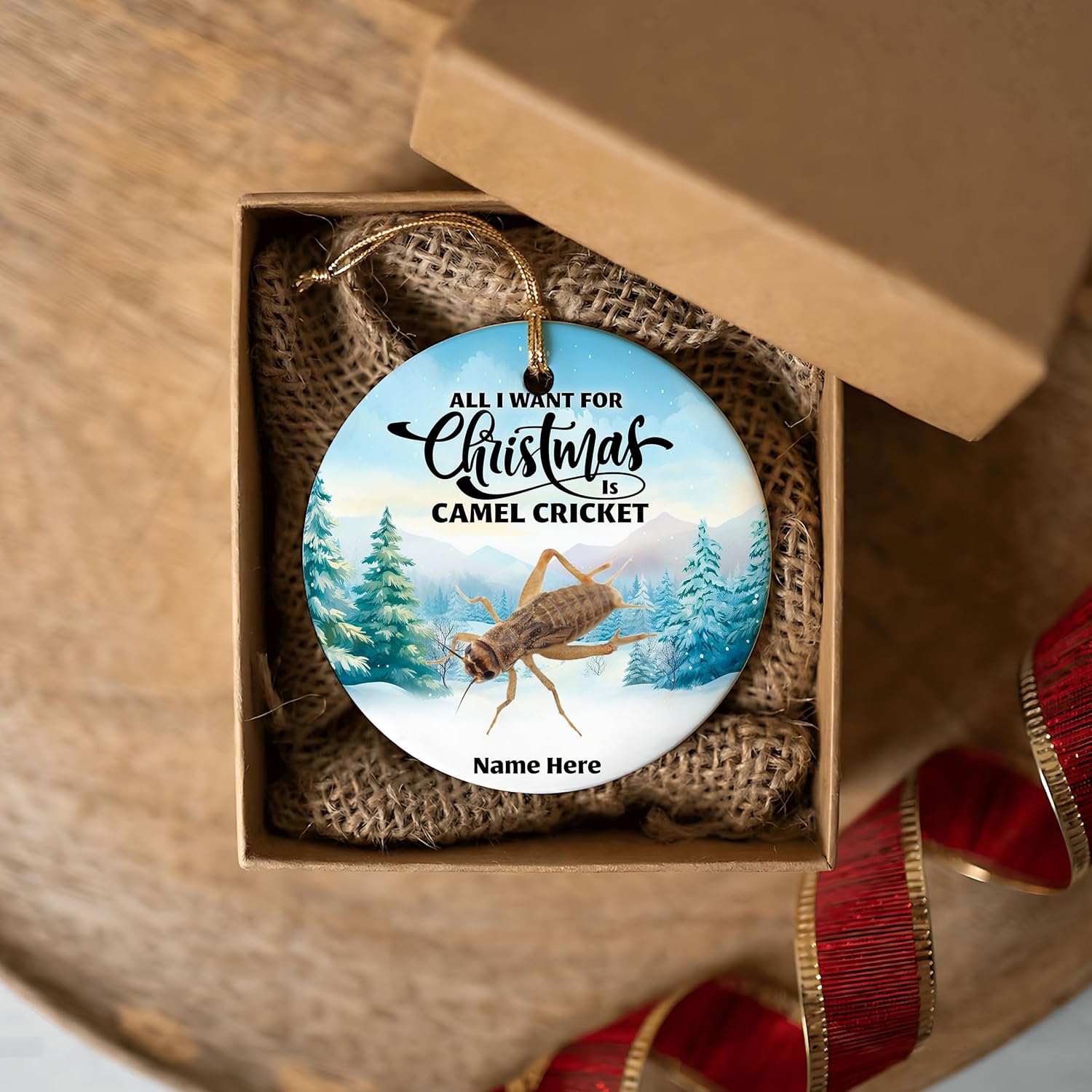 Adorno de regalo personalizado de grillo de camello 2023 para decoración del árbol de Navidad, regalos de recuerdo personalizados para dueños de