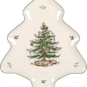 Spode Plato en forma de árbol de Navidad, plato de servir en forma de árbol de 14 pulgadas, hecho de loza fina, perfecto para exhibición navideña y Spode Plato en forma de árbol de Navidad, plato de servir en forma de árbol de 14 pulgadas, hecho de loza fina, perfecto para exhibición navideña y