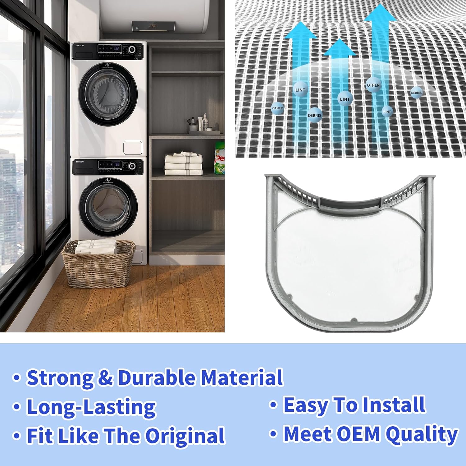 Upgraded 5231EL1003B Dryer Lint Filter Compatible with LG Kenmore Dryer Vent Lint Screen Replace AP4440606 PS3527578