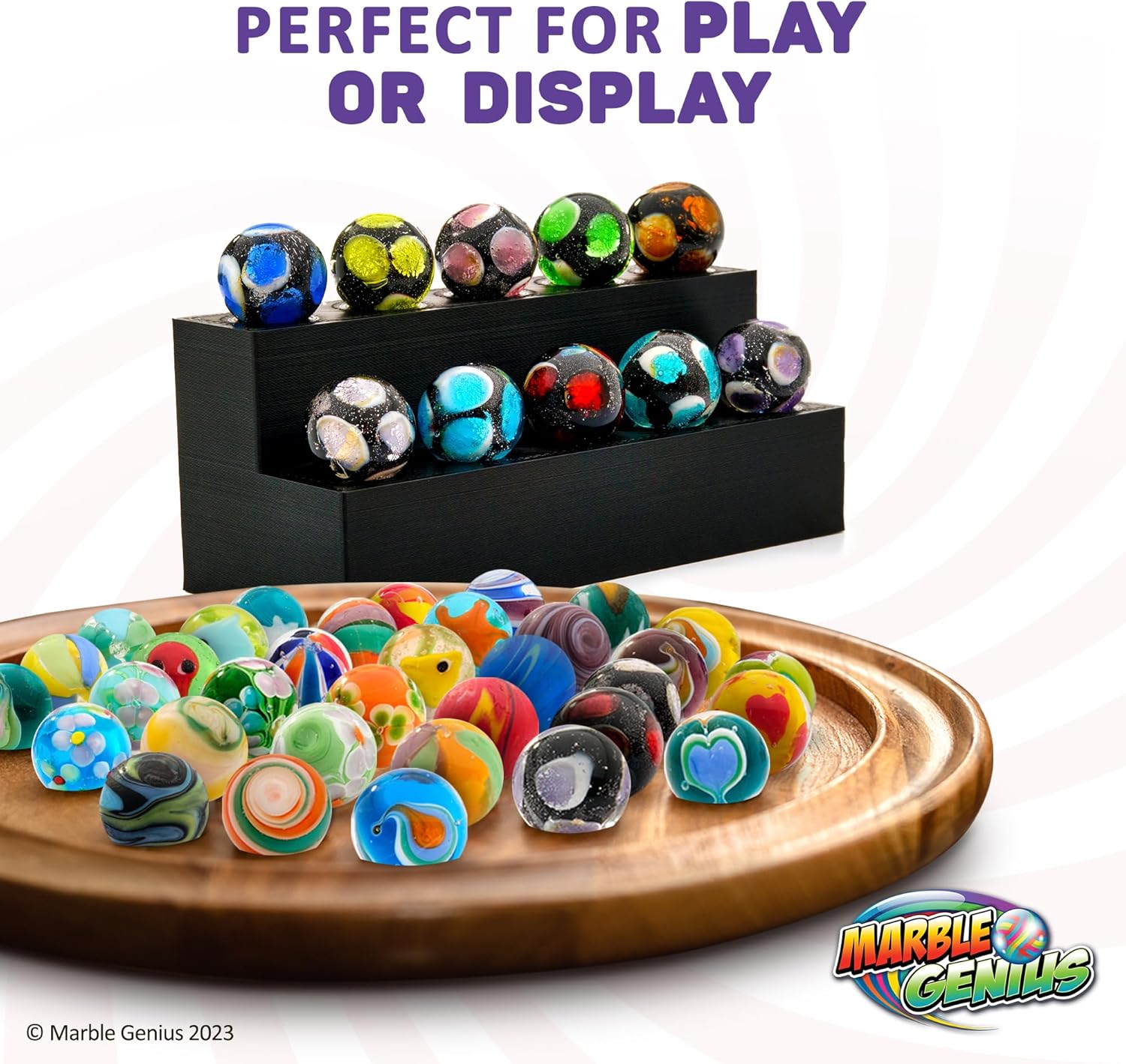 Marble Genius Canicas para coleccionistas, manchas, 0.630 in, juego de 10 canicas de coleccionista de vidrio coloridas hechas a mano, regalos para