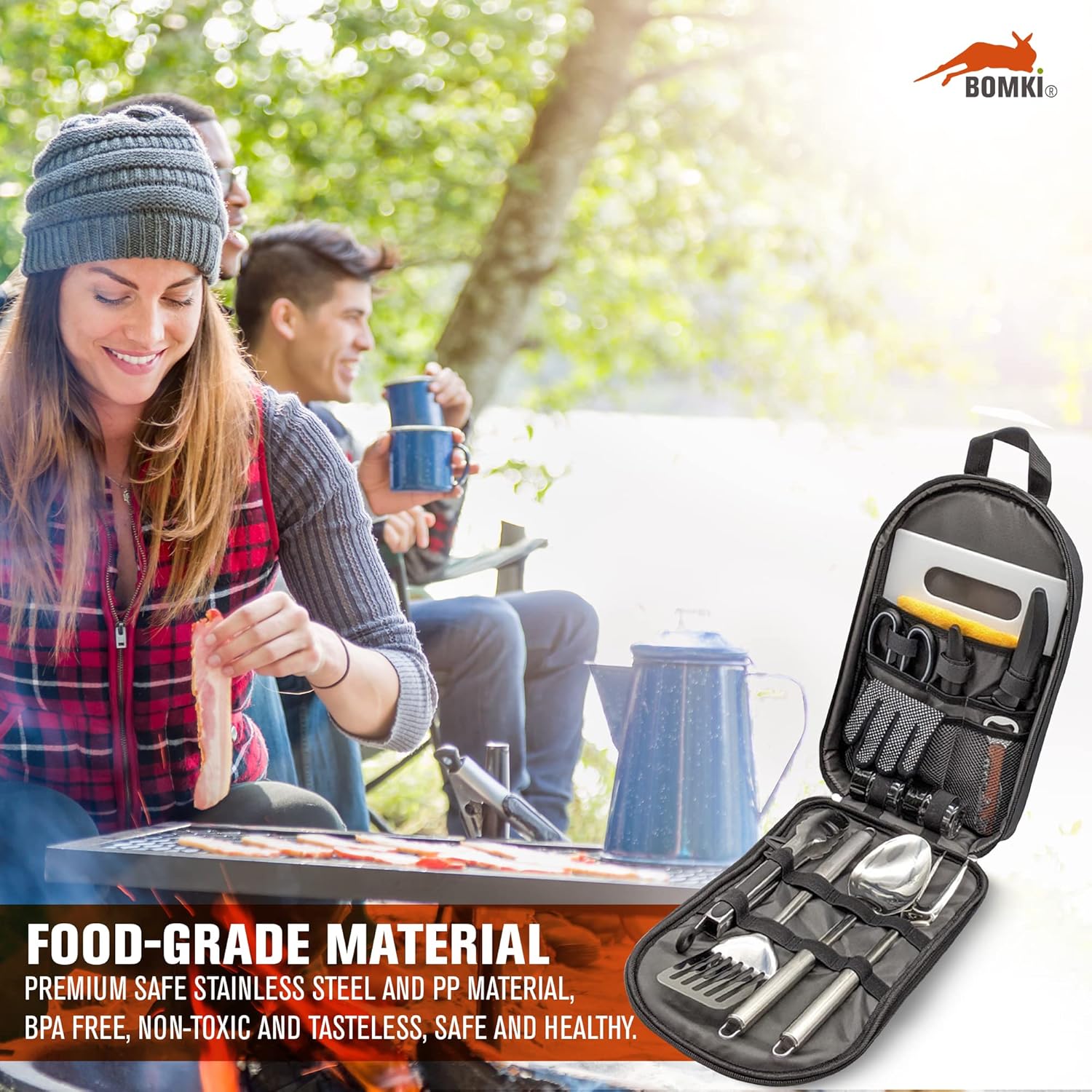 Juego de utensilios de cocina para asar y acampar al aire libre, barbacoa, juego de utensilios de cocina para camping, accesorios de cocina,