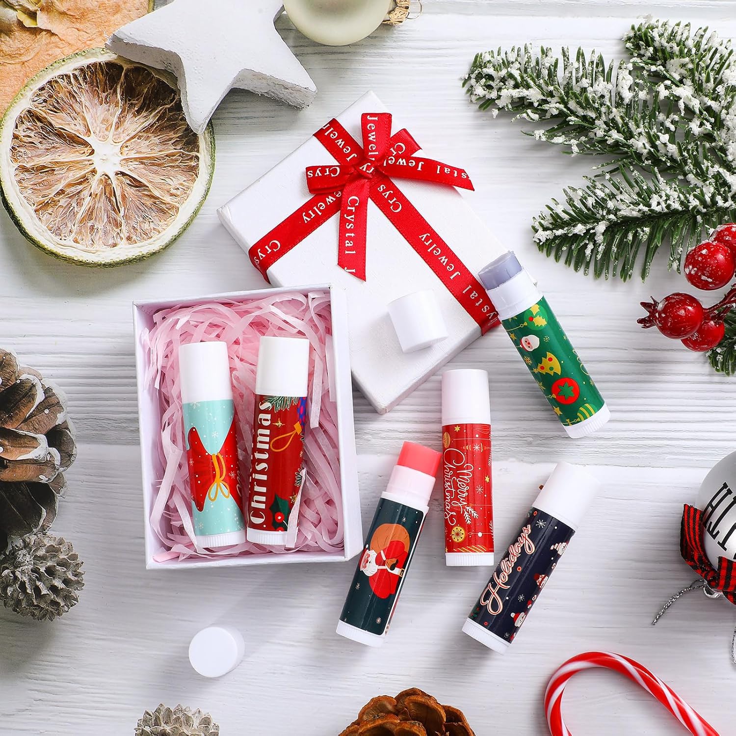 Bálsamo labial de 36 piezas, regalos de Navidad a granel, juego de bálsamo labial de invierno, palo hidratante, cuidado de labios para suministros
