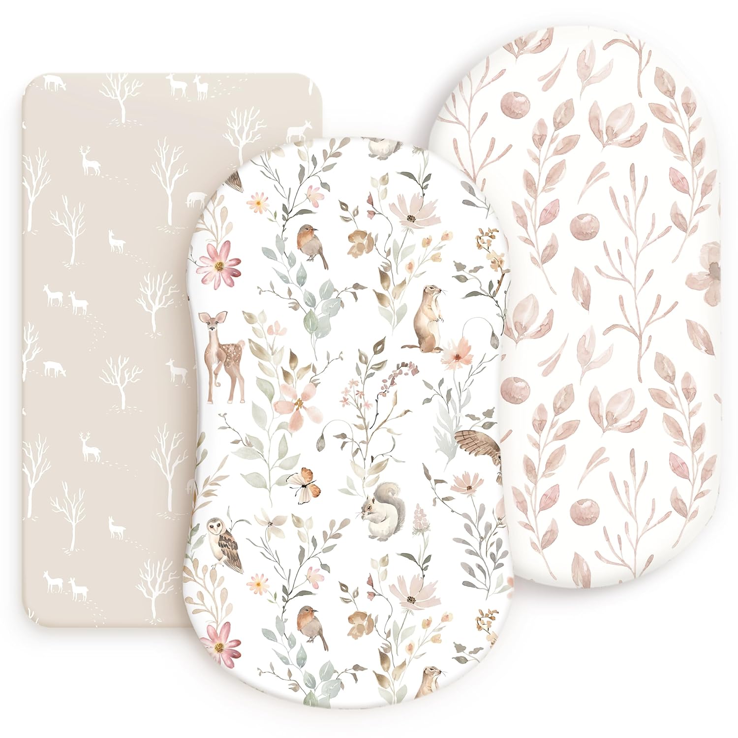 Juego de 3 sábanas ajustables elásticas ultra suaves, ajuste universal para cuna de bebé, colchón rectangular ovalado, seguro y cómodo, hermosa