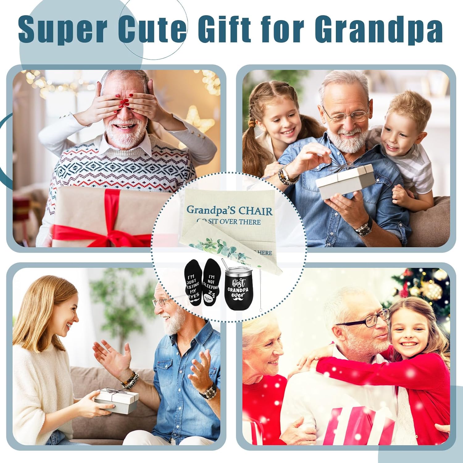 Regalos para abuelos, funda de almohada de 18 x 18 pulgadas, juego de calcetines con texto en inglés “I’m Not Sleep”, regalos para abuelos de