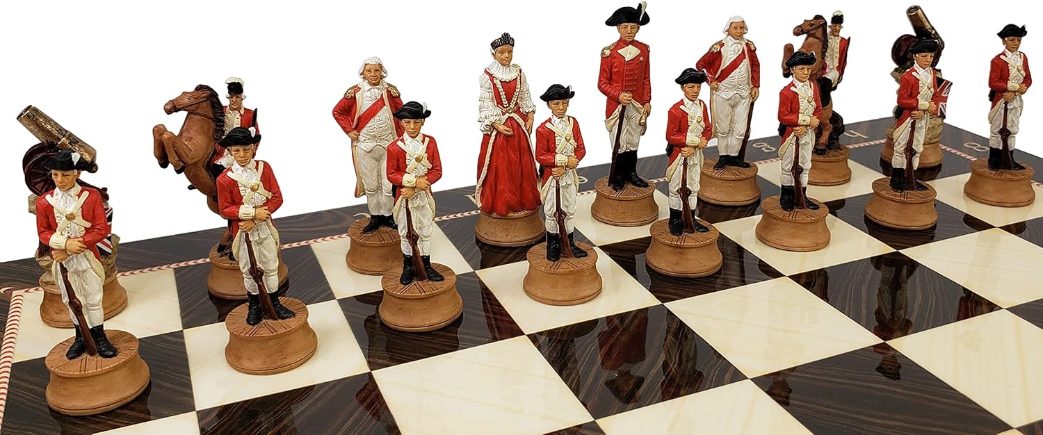 Juego de ajedrez de guerra de independencia revolucionaria americana con tablero de elegancia de 17″ Revolución