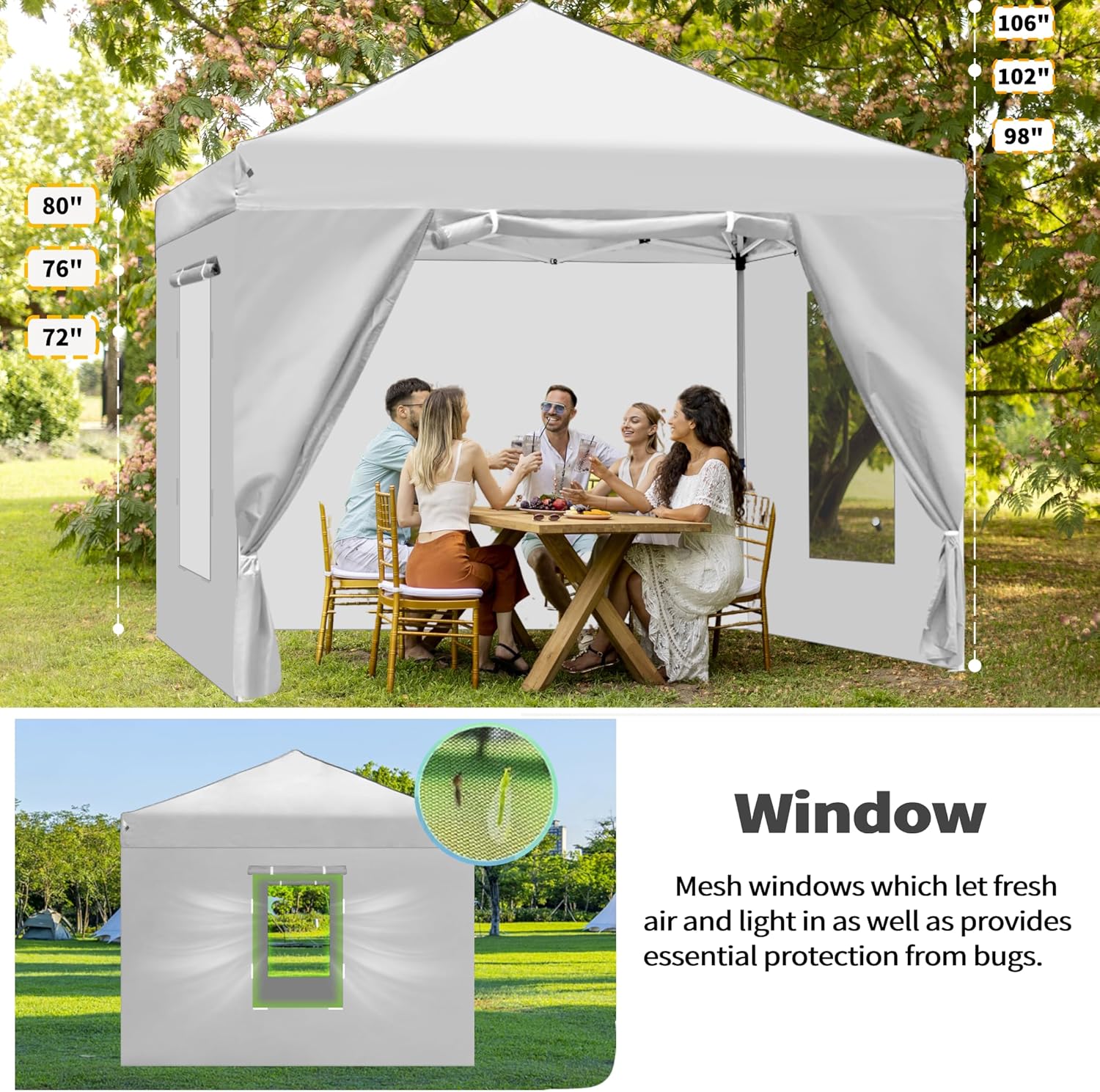 Canopy Tienda de campaña comercial desplegable de 10 x 10 pies con 4 paredes laterales y ventana, cenador instantáneo desplegable para eventos al