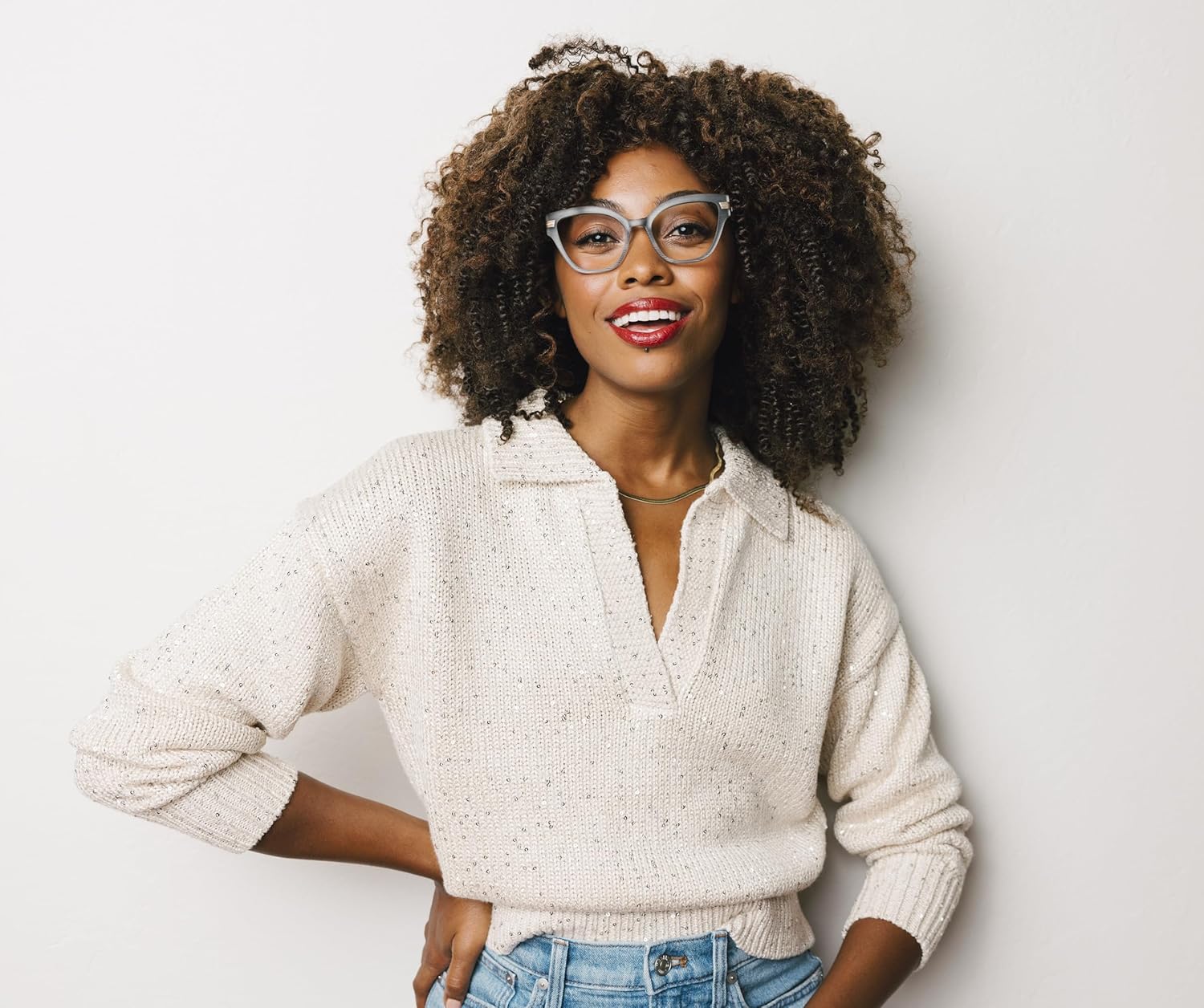 Peepers by PeeperSpecs Oprah’s Favorite Marquee Cateye – Gafas de lectura con bloqueo de luz azul para mujer, color escarchacuarzo azul +1.25