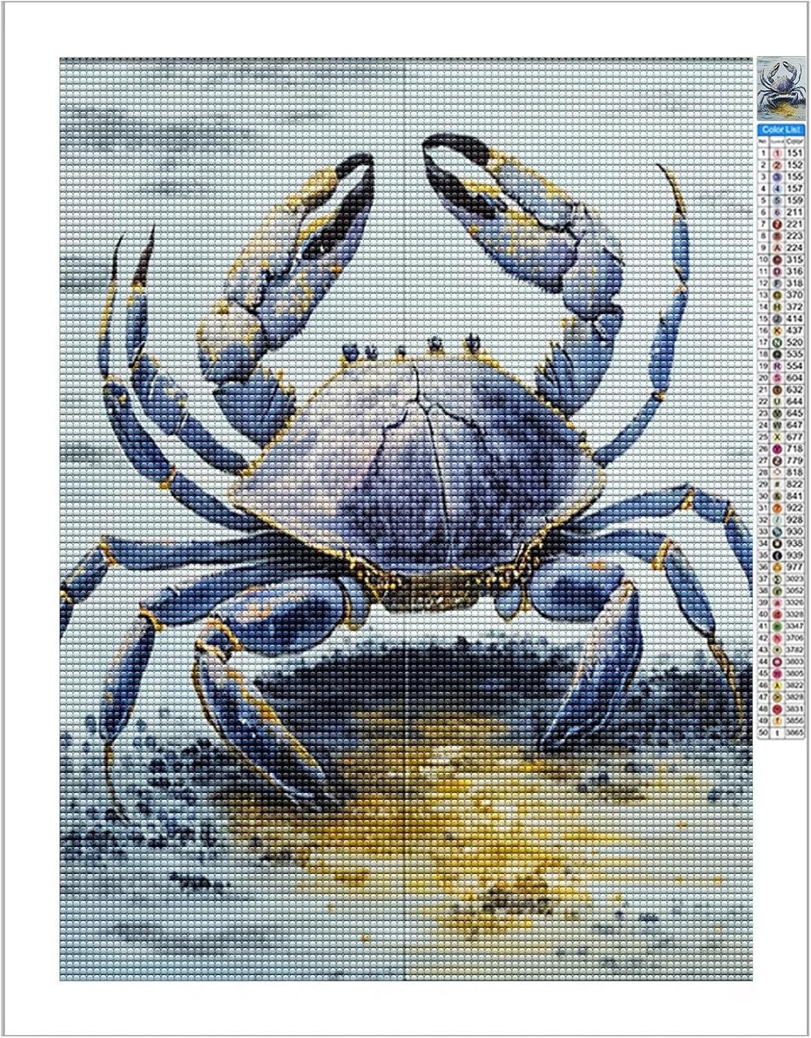Treff Mudflat Blue Crab DIY 5D Diamond Art Painting Kits para adultos, niños principiantes, 12 x 18 pulgadas, regalo ideal para familiares y amigos