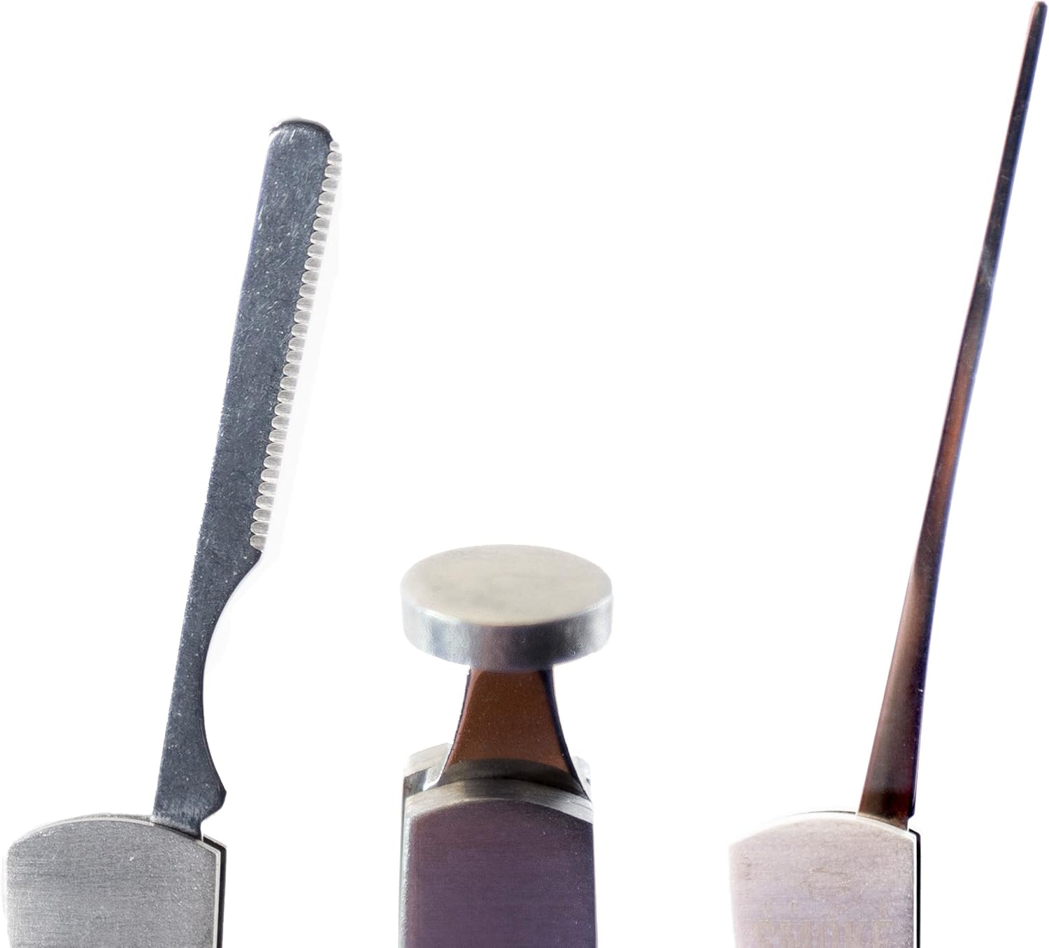 Herramienta para pipa de tabaco 3-n-1, palisandro y acero inoxidable. Herramienta 3 en 1 con un escariador de cámara de tubería, punta de cuenco y