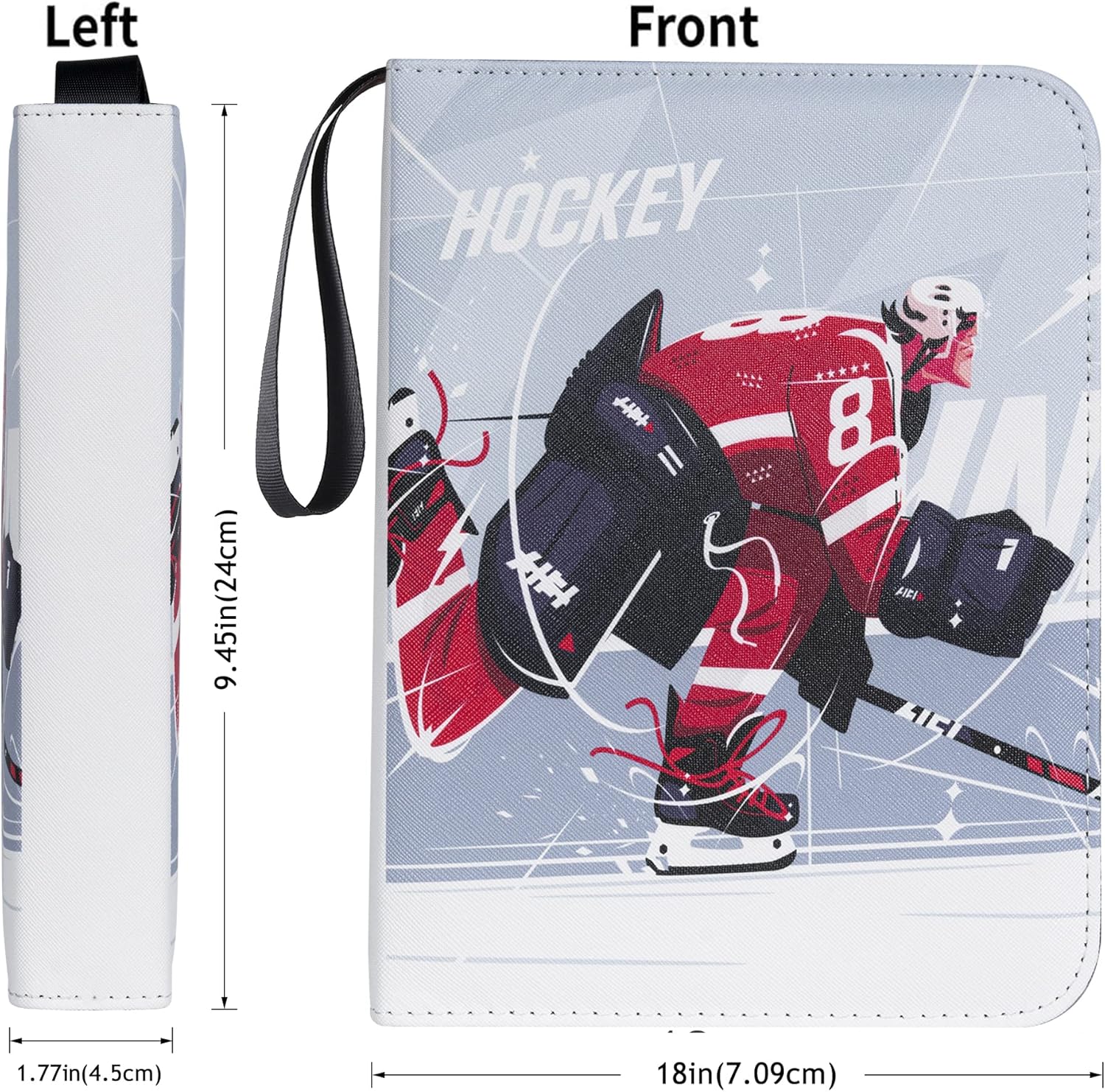 D DACCKIT Hockey Card Binder – Holds 440 Hockey Cards, 4 Pocket Card Holder Book for Hockey Trading Cards, Card Collector Album with Zipper Storage