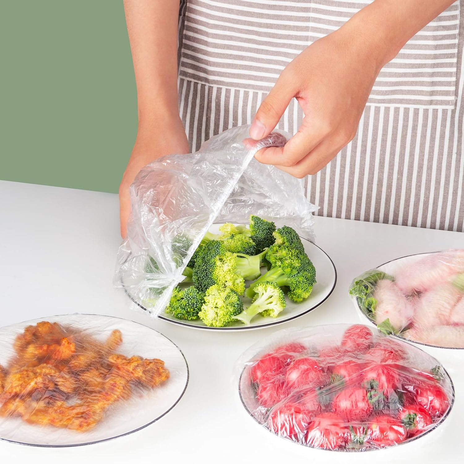 Bolsas de almacenamiento fresco, 300 fundas para alimentos, fundas elásticas reutilizables para almacenamiento de alimentos, sellado de plástico,