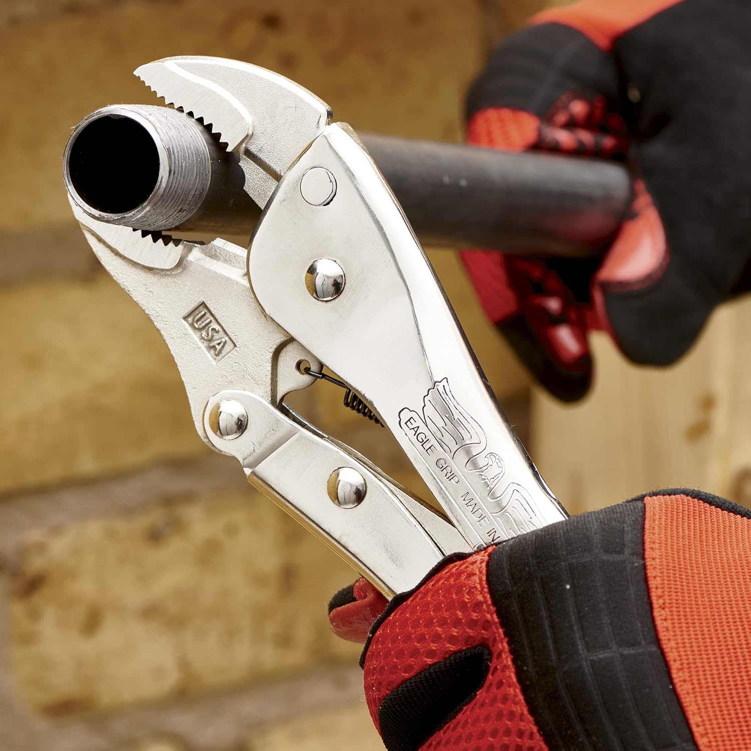 Malco Eagle Grip LP10WC – Alicates curvados de bloqueo de mordaza de 10 pulgadas con cortador de alambre