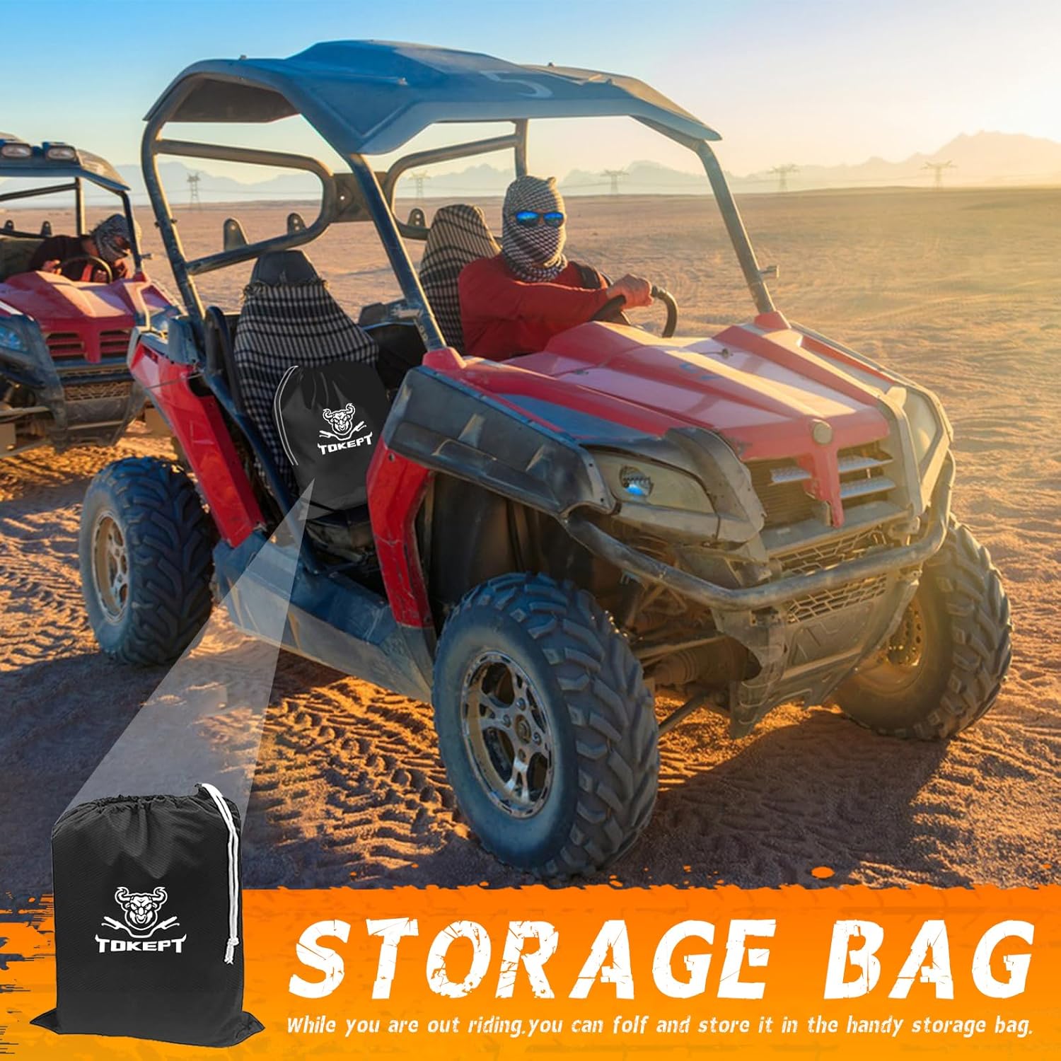 Funda UTV, impermeable, protección para todo tipo de clima, para uso al aire libre, con correas mejoradas a prueba de viento y rejillas de