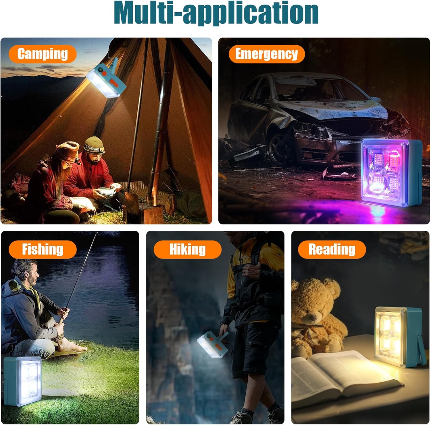 Linterna de camping solar recargable colgante luces solares tienda USB cortes de energía plegable 4800mAh10000LM 5 modos de luz 3 maneras de recarga