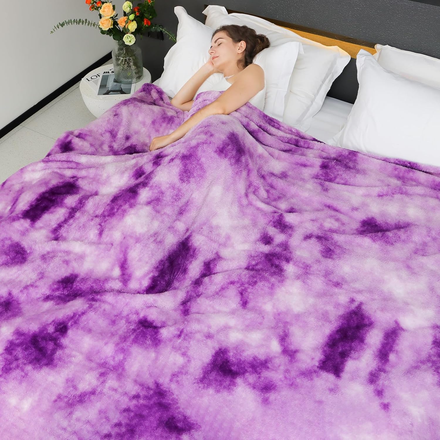 MUGD Mantas suaves mullidas de forro polar para cama individual, manta cálida para cama