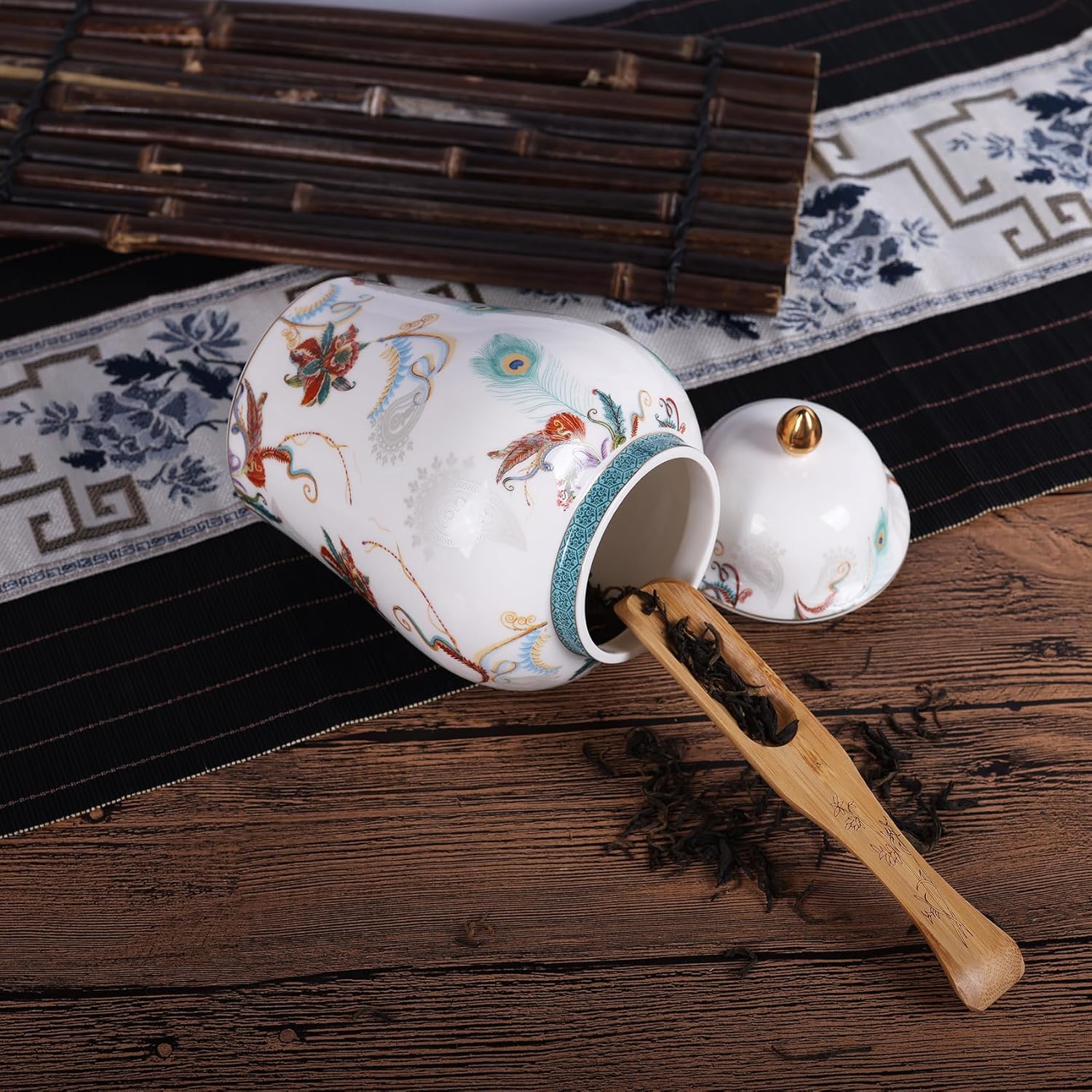 Tarro de jengibre chino con tapa, estilo antiguo, decorativo para el hogar, retro, flores de porcelana azul y blanca, florero de cerámica cubierto,