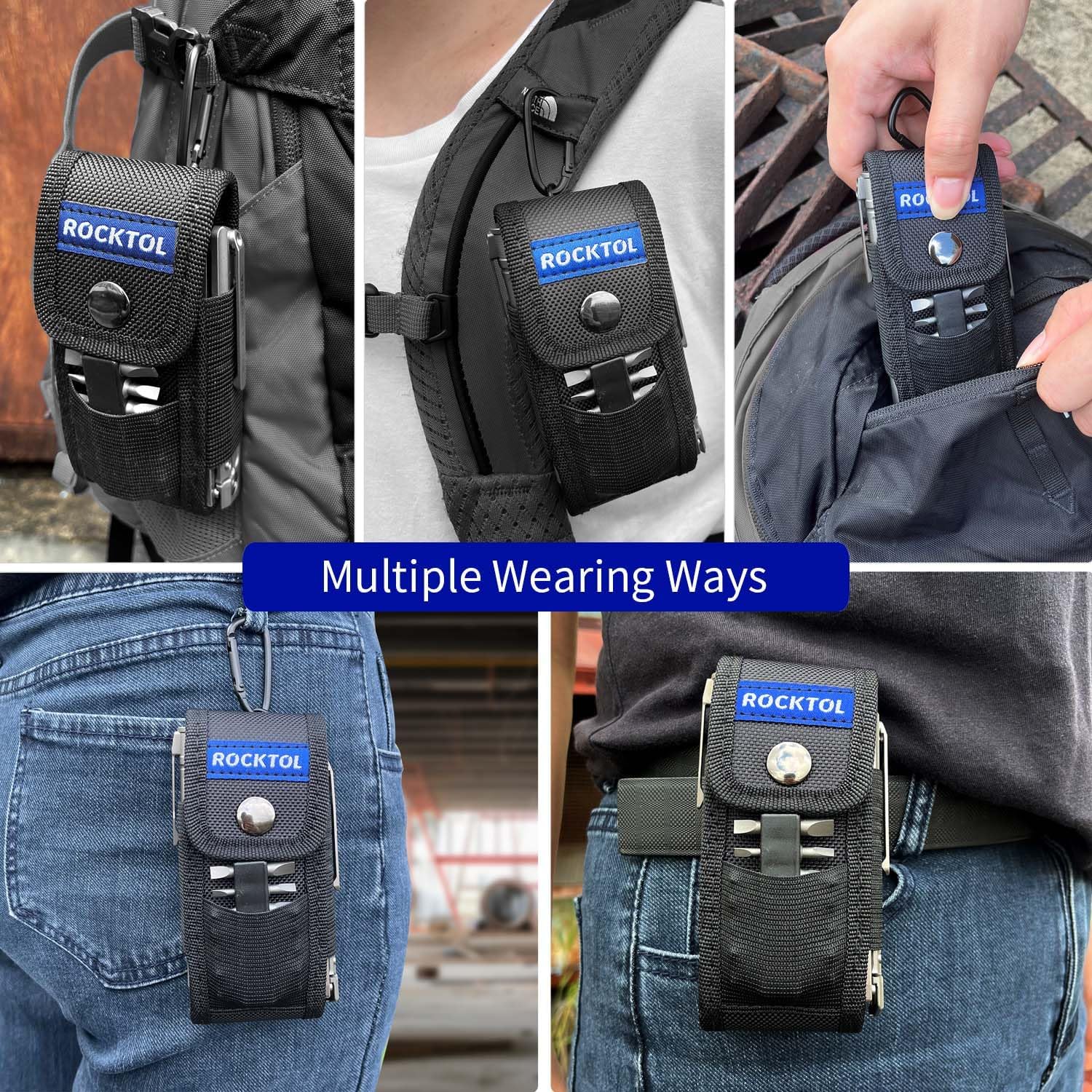 Funda multiherramienta para cinturón, bolsa multiherramienta de nailon 900D con 4 bolsillos, funda para cuchillos, funda de herramientas EDC para