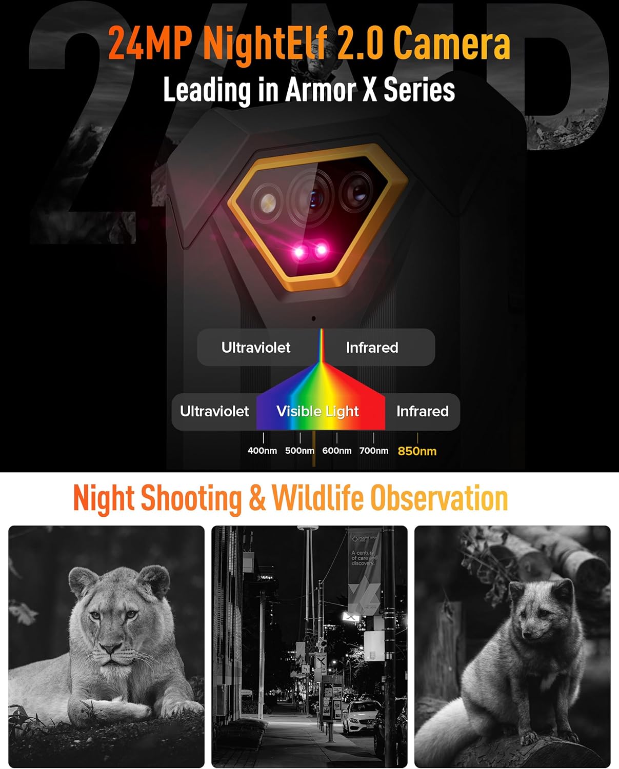 Ulefone Armor X13 Teléfonos resistentes desbloqueados, IP68IP69K teléfono impermeable, MTk Helio G36 12GB+64GB, cámara de visión nocturna de 50