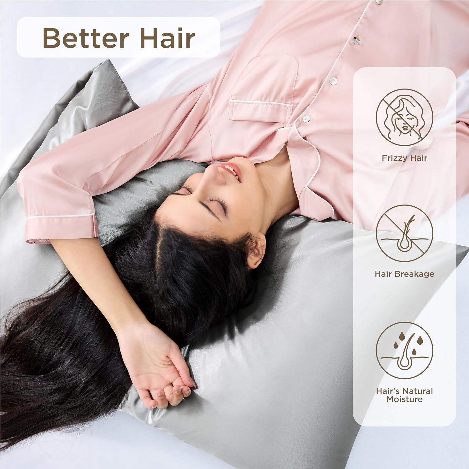Bedsure – Juego de 2 fundas de almohada de satén