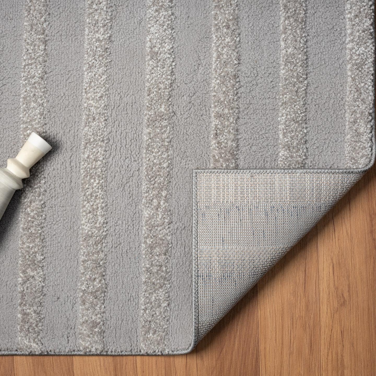LUXE WEAVERS Alfombra geométrica moderna plateada 6×9, alfombra de textura alta y baja