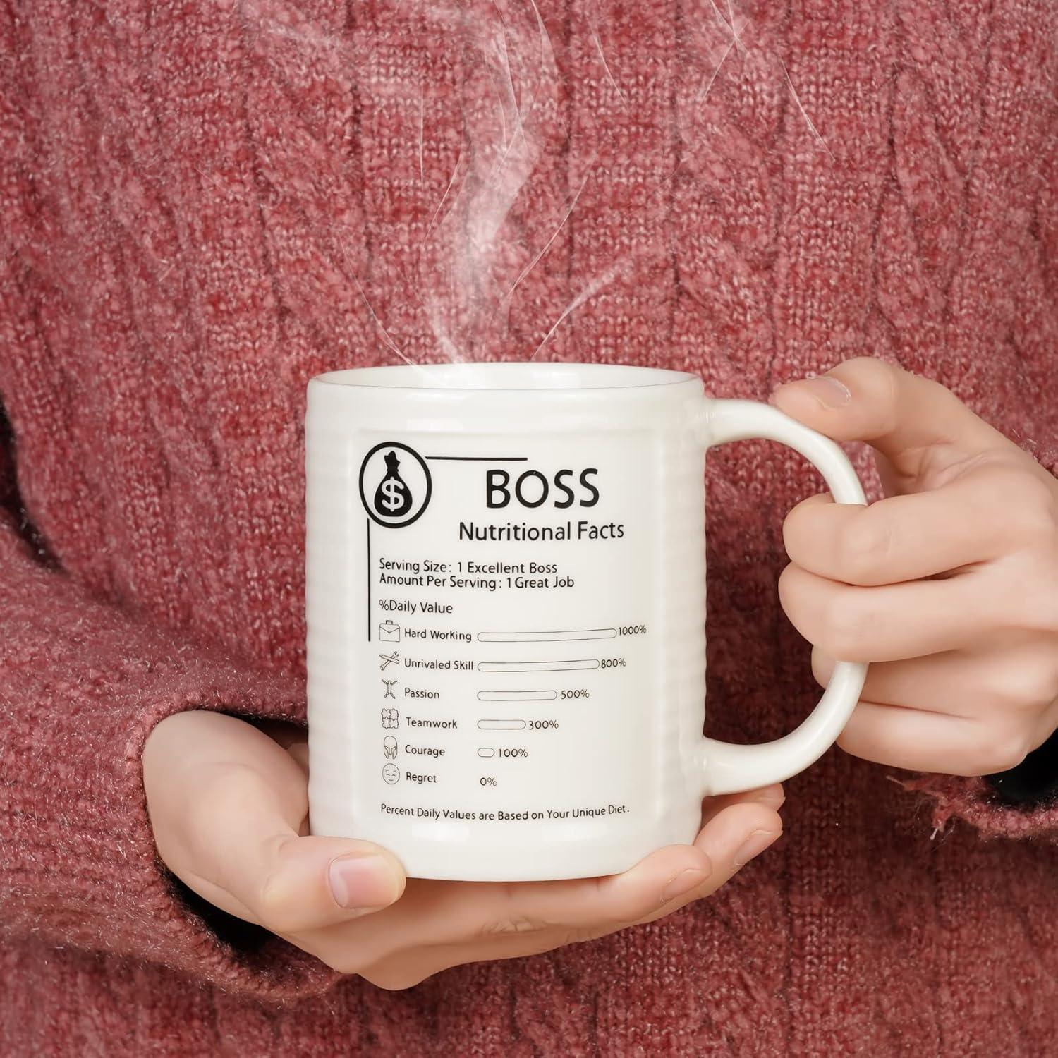 SQOWL Taza de café de cerámica con diseño de jefe para papá, mamá, taza de café, cumpleaños, Navidad, vacaciones, inauguración de la casa, regalos
