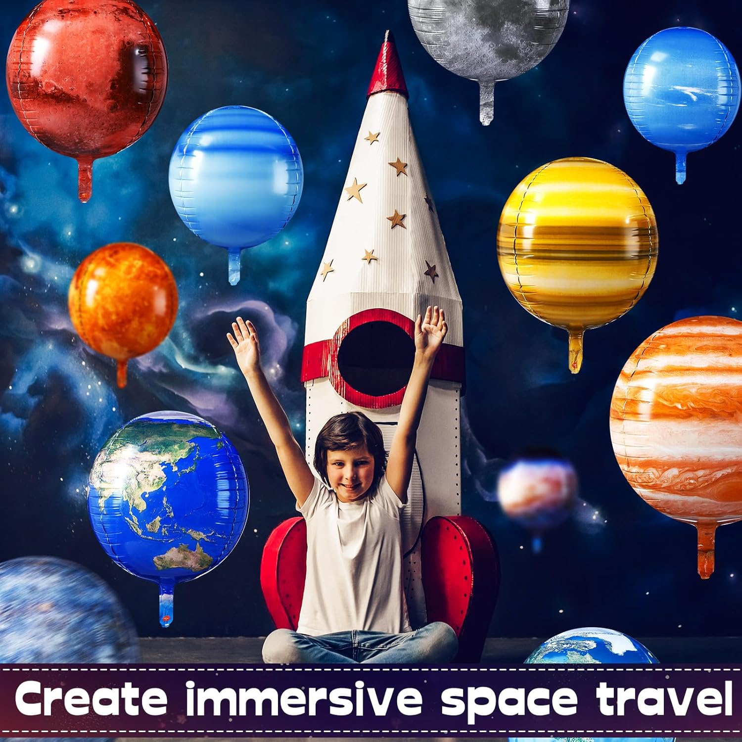 12 globos espaciales de 22 pulgadas, globos grandes de planeta de galaxia 4D, globo de mapa del mundo, globos inflables de la Tierra, espacio