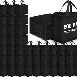 200 bolsas de comestibles reutilizables de 12.6 x 11.8 x 6.3 pulgadas, grandes bolsas de compras no tejidas plegables y portátiles a granel 200 bolsas de comestibles reutilizables de 12.6 x 11.8 x 6.3 pulgadas, grandes bolsas de compras no tejidas plegables y portátiles a granel