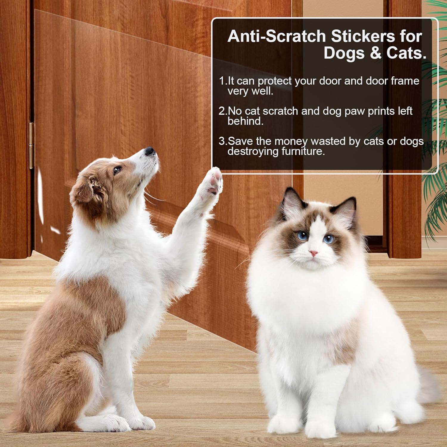 Fumwase Protector de puerta contra arañazos de perros, sin residuos, protector de muebles de gato, protector de muebles recortable, antiarañazos,