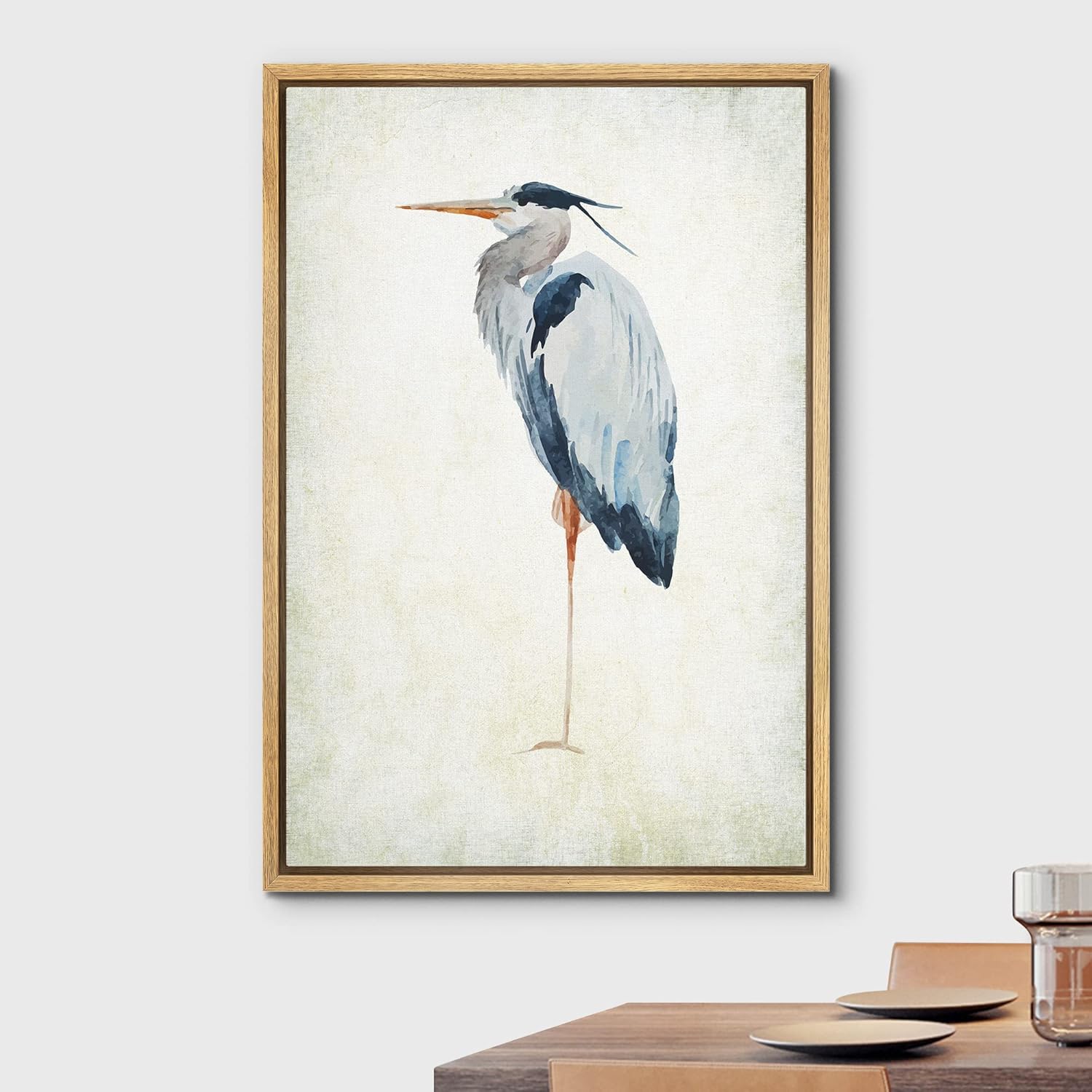wall26 – Lienzo enmarcado para pared, pájaro garza – animal salvaje – Arte moderno para el hogar con envoltura de galería  Listo para colgar – 24 x