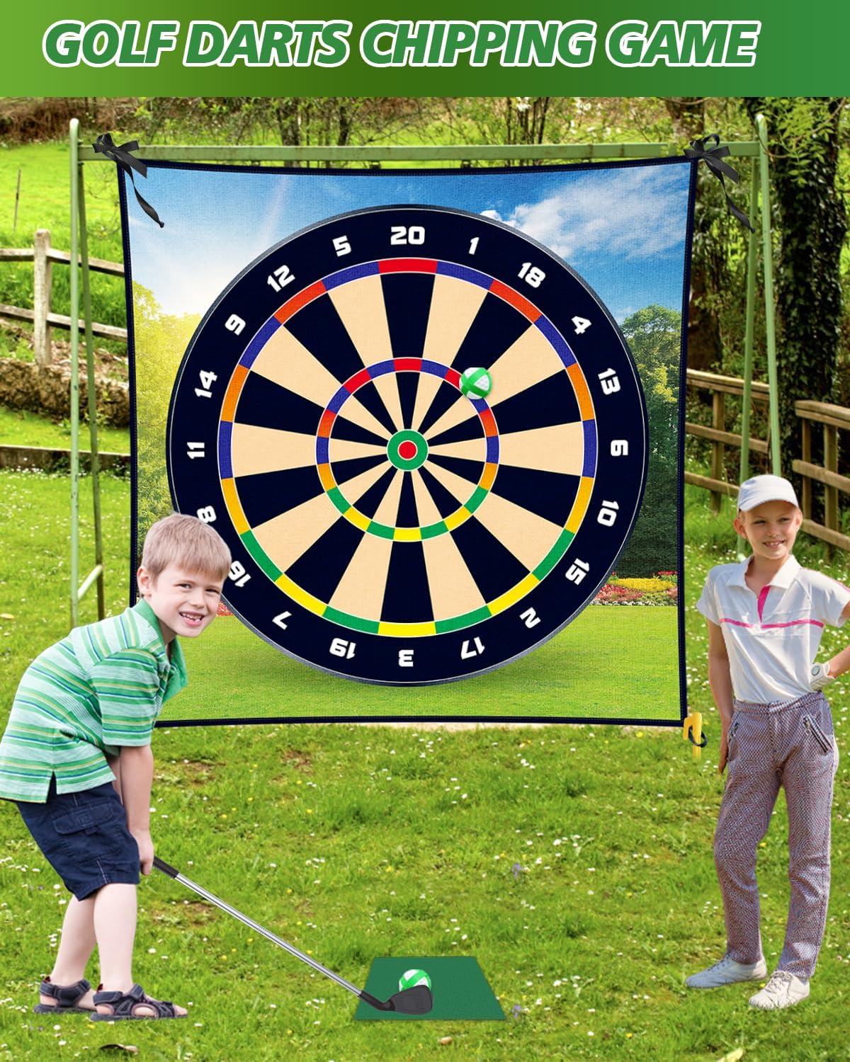 Alfombrilla de juego de golf de astillado de 6 pies x 4 pies, juegos para interiores y exteriores, para adultos y niños, verde para poner golf,