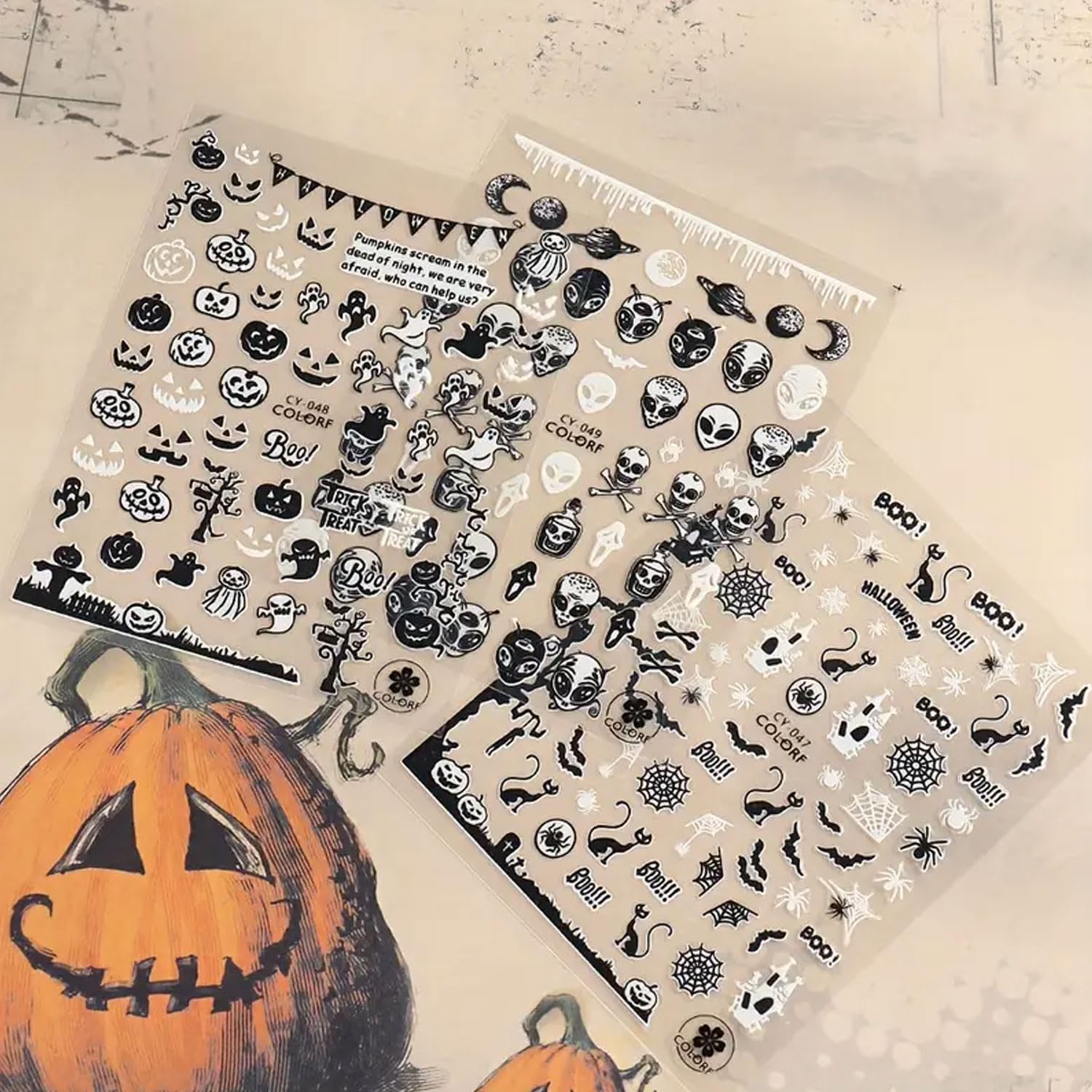 Calcomanías luminosas para arte de uñas de Halloween, 8 piezas que brillan en la oscuridad, calavera, fantasma, araña, calabaza, extraterrestre,
