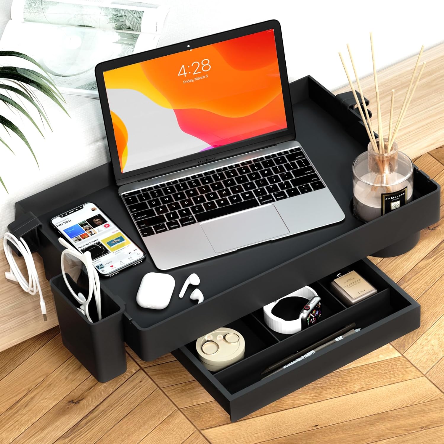 SPACEKEEPER Estante de noche para cama, litera plegable con clip, mesita de noche para litera superior, dormitorio universitario, artículos