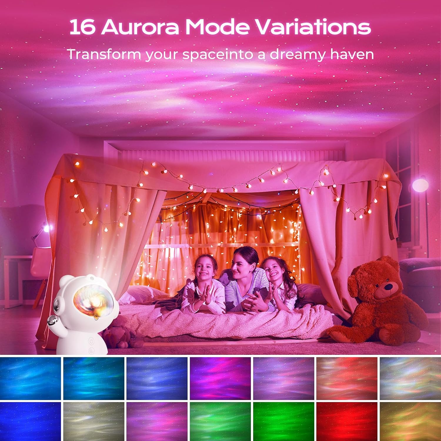 FULEN Proyector de galaxia para dormitorio, proyector de estrellas, bonita luz nocturna para niños, luz de techo Aurora decoración estética,