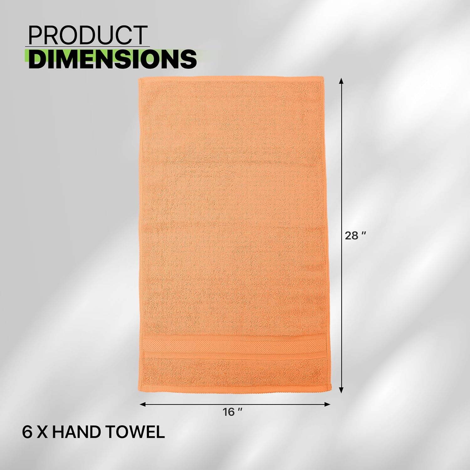 Magshion Juego de 6 toallas de mano de algodón suave para baño, color melocotón