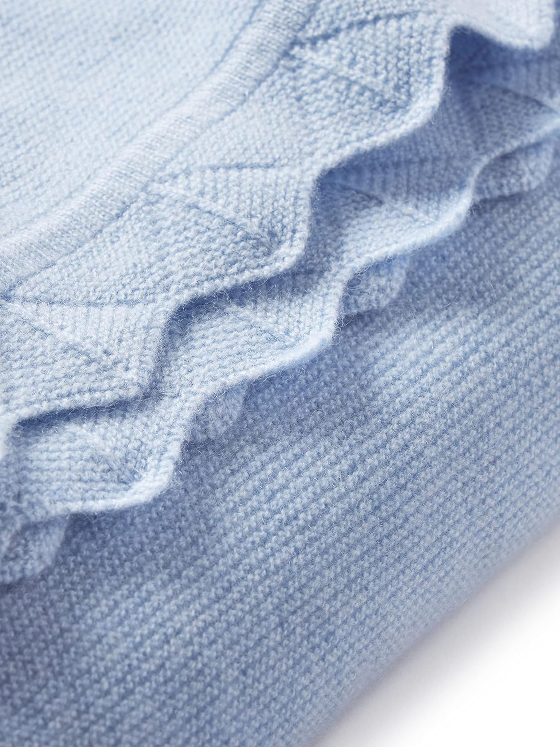 State Cashmere Luxe – Manta ligera con dobladillo festoneado, 100% cachemira pura, manta decorativa ultra suave para sofá, sofá y cama (azul bella,