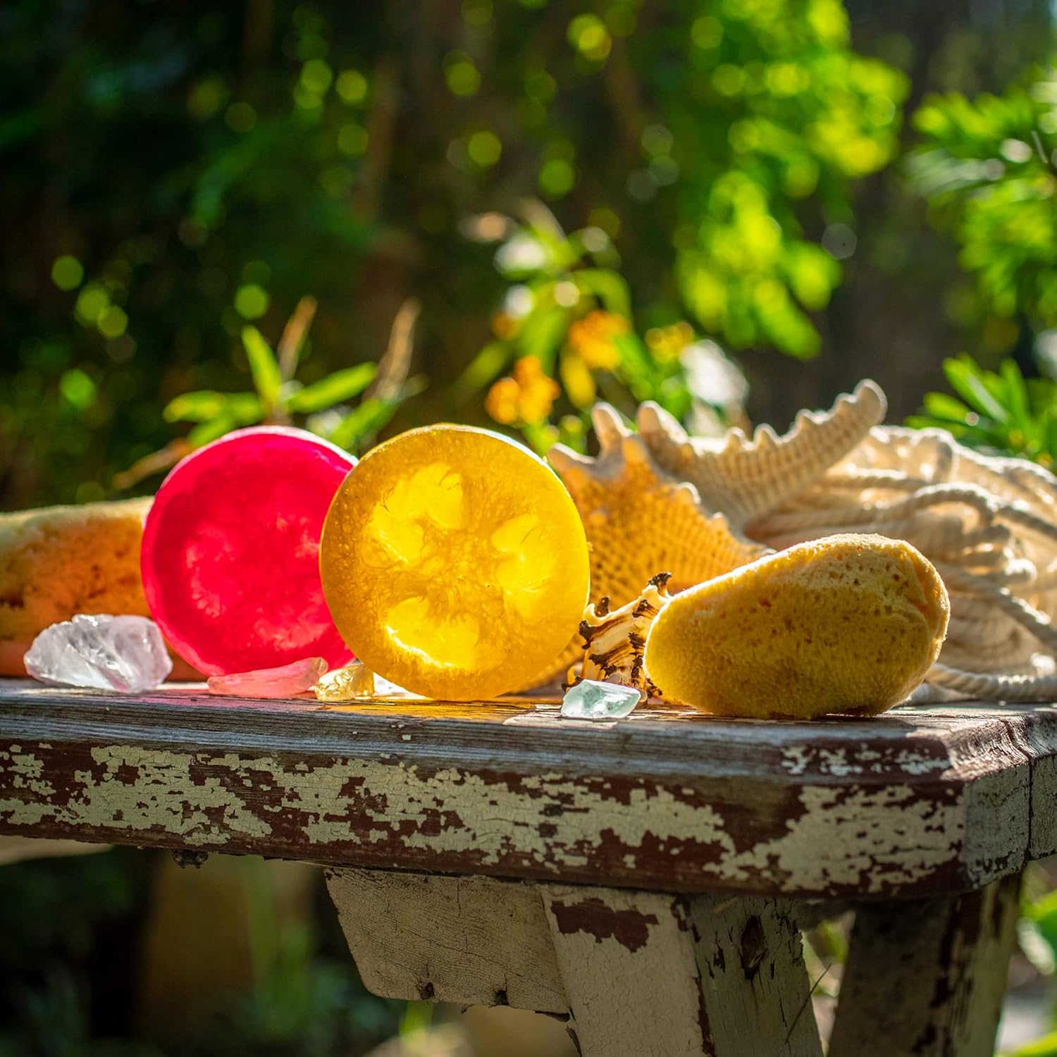 Naples Soap Company – Juego de 4 barras de esponja natural con infusión de jabón para limpiar, exfoliar e hidratar la piel, sin ingredientes