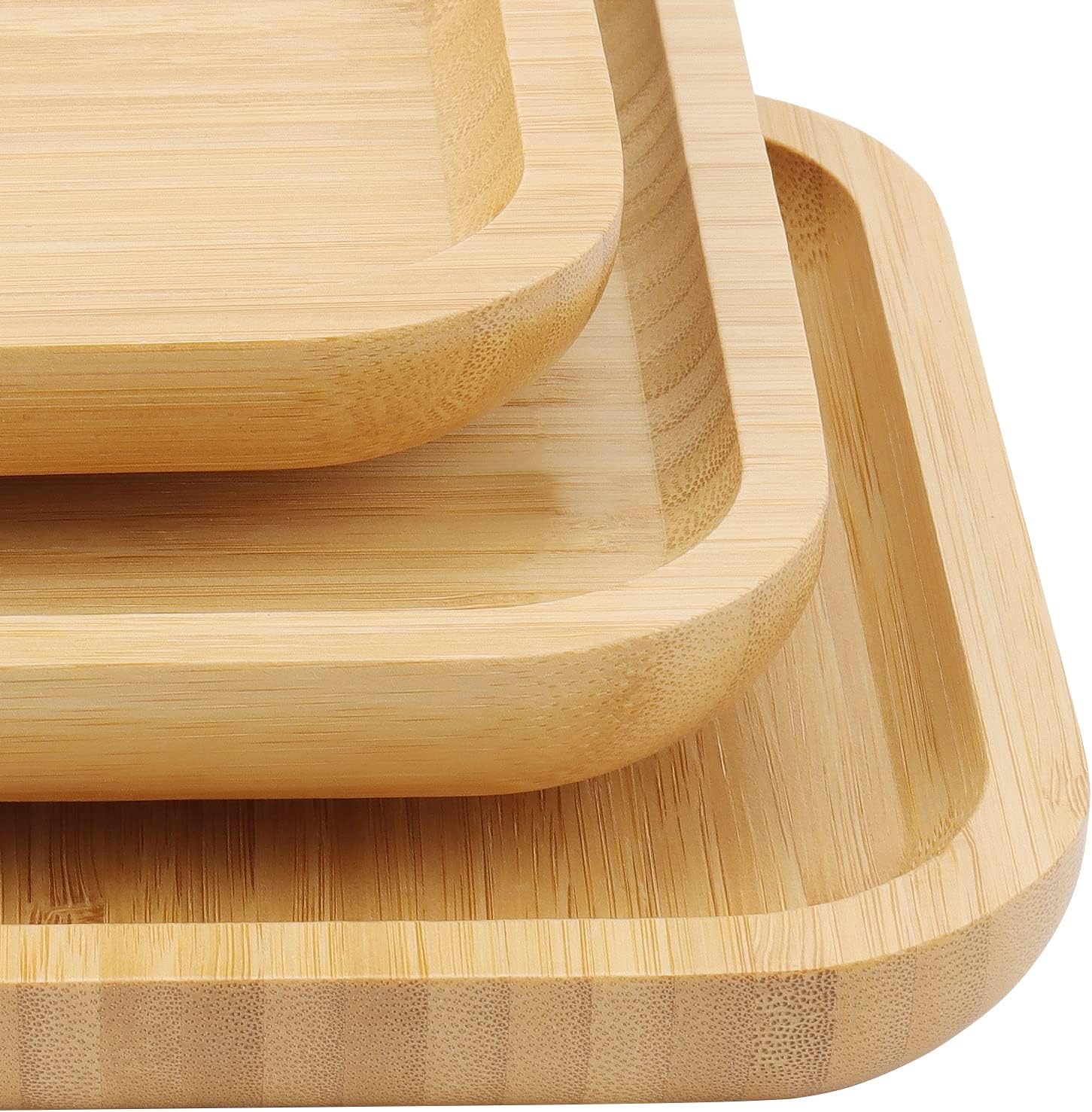 JOIKIT Paquete de 3 platos de bambú de 10 pulgadas, platos de madera fina y pulida, bandeja de bambú para sostener frutas, pan, queso, nueces, café,