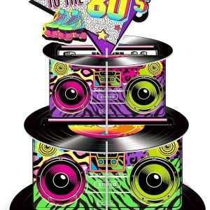 Zopeal Soporte para cupcakes de 3 niveles de los 80, decoración de fiesta, retro, de los años 80, hip hop, soporte para tartas de regreso a los 80, Zopeal Soporte para cupcakes de 3 niveles de los 80, decoración de fiesta, retro, de los años 80, hip hop, soporte para tartas de regreso a los 80,