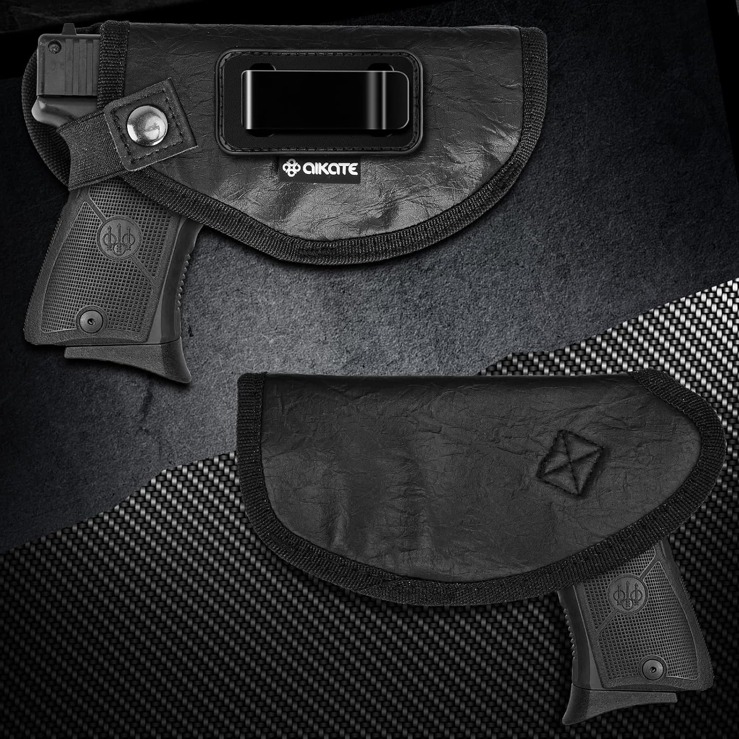 Paquete de 2 fundas de cuero ECO para pistolas, funda oculta IWB para mujereshombres, fundas de cintura interior para pistolas, se adapta a la