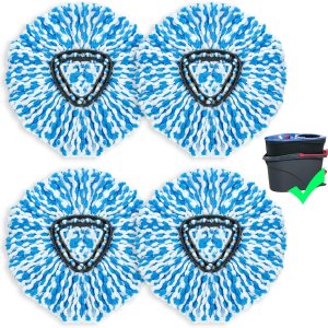 Paquete de 4 cabezales de repuesto para trapeador giratorio compatible con el sistema RinseClean de 2 tanques, solo repuestos de microfibra (4) Paquete de 4 cabezales de repuesto para trapeador giratorio compatible con el sistema RinseClean de 2 tanques, solo repuestos de microfibra (4)