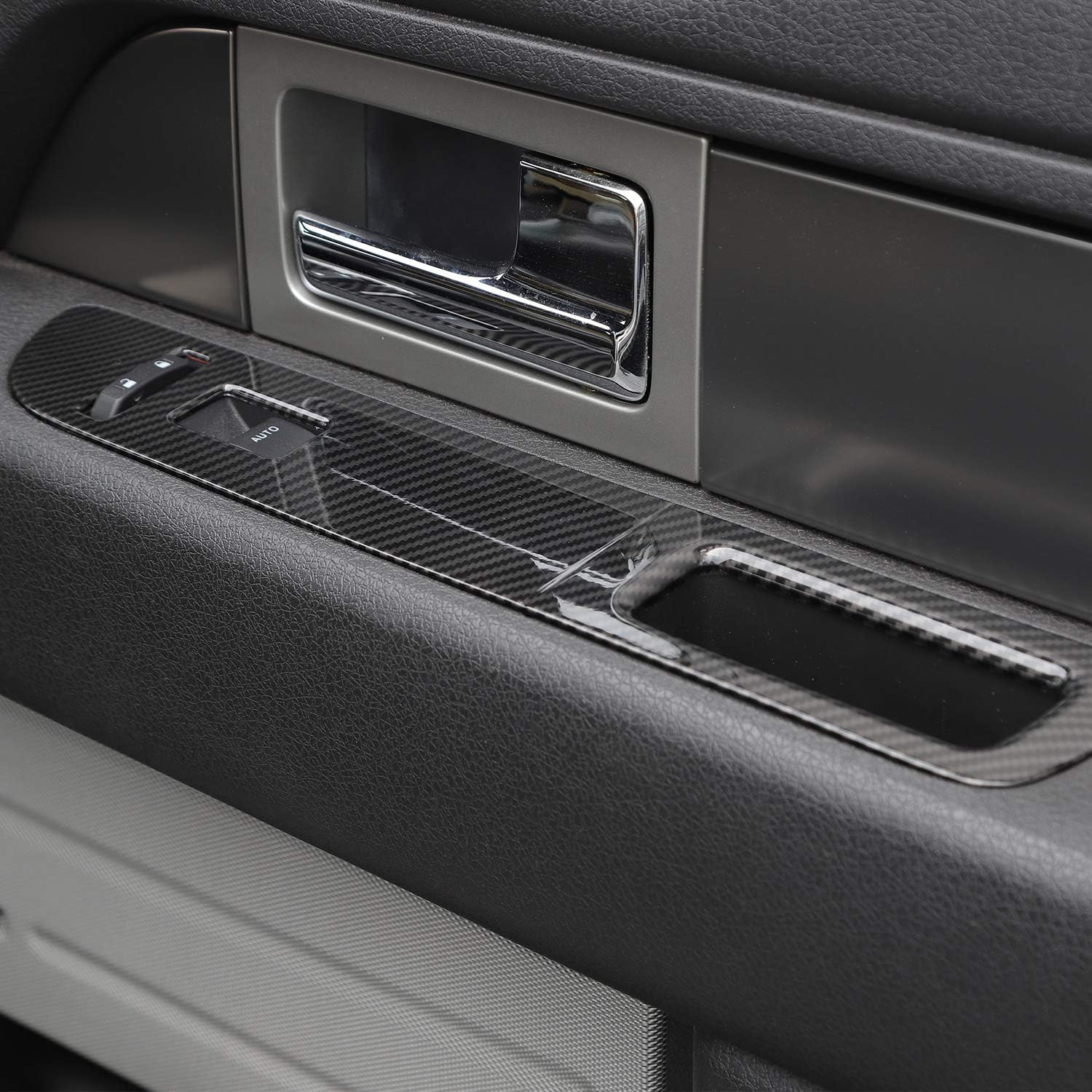 Interruptor de elevalunas de coche Decoración del panel del marco de la cubierta del marco para Ford F150 2009-2014 (fibra de carbono)