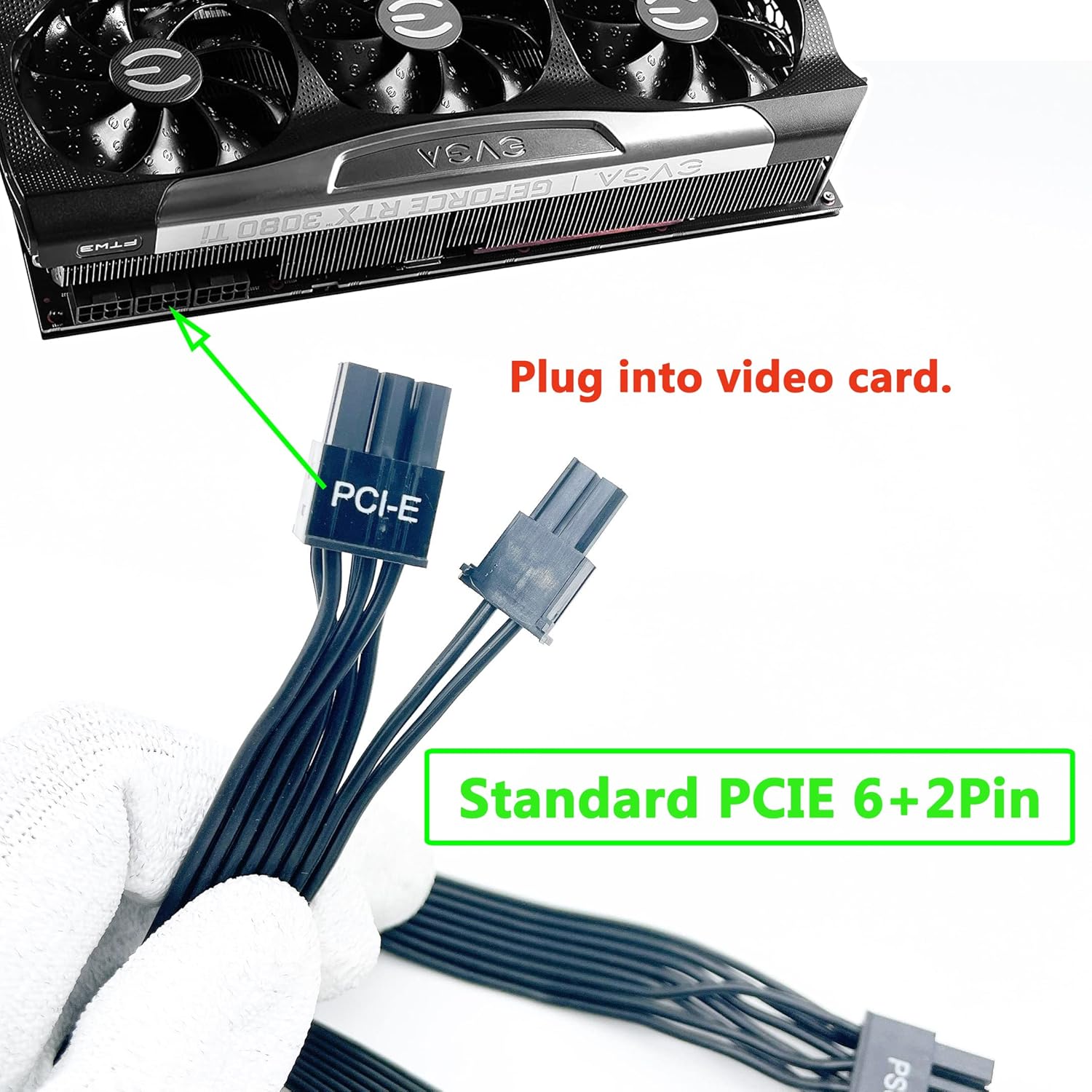 Cable PCIE macho a macho (negro A para fuente de alimentación Corsair)