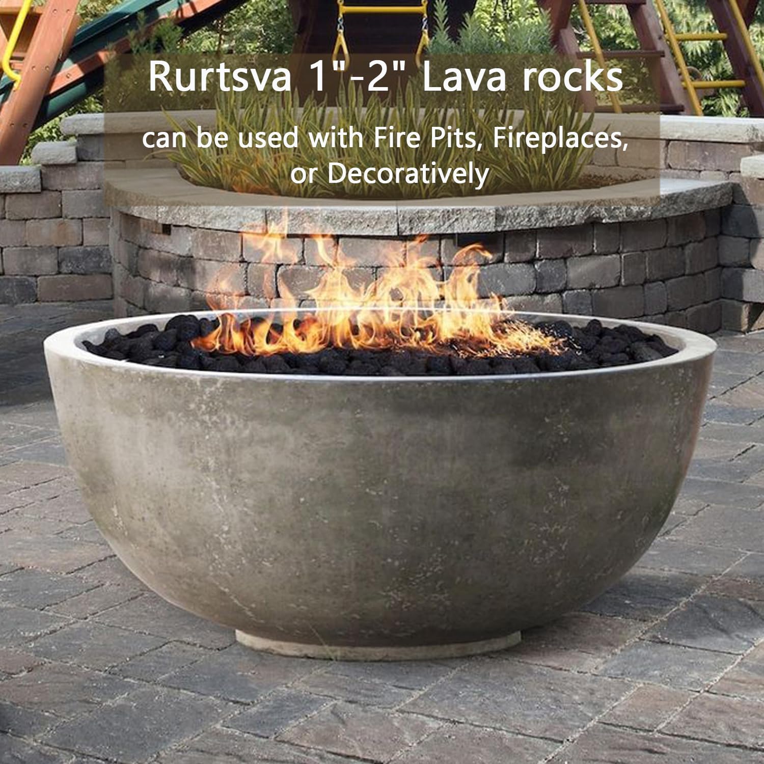 Roca de lava mediana de 5 libras, piedras volcánicas naturales de 0.8 a 1.2 pulgadas, uso en chimeneas, hogueras o cuencos para incendios de gas