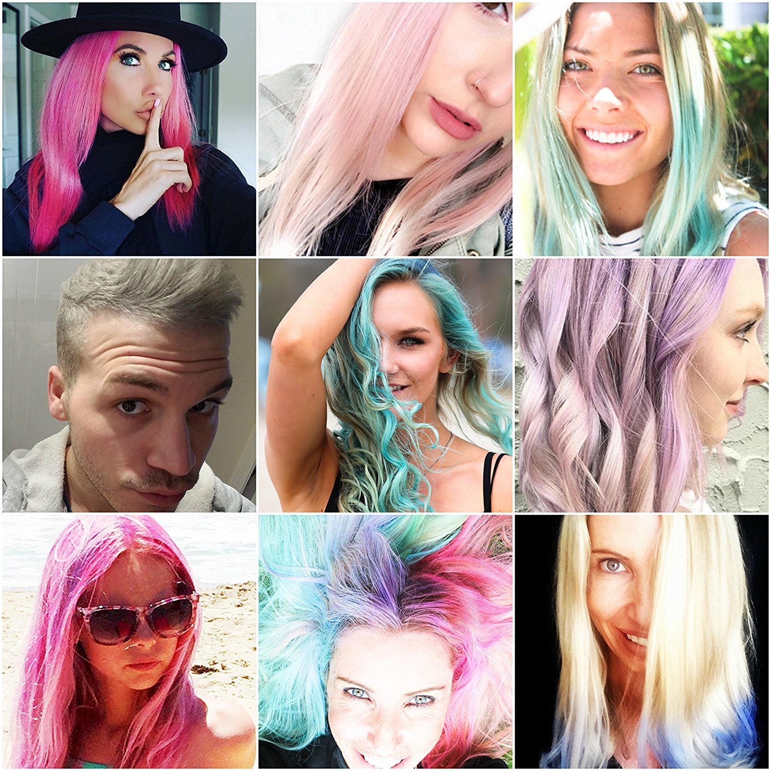 Tinte temporal para el cabello de color rosa, champú en polvo de color rosa, funciona en cabello oscuro (01 Pink Parade) 0.31 onzas