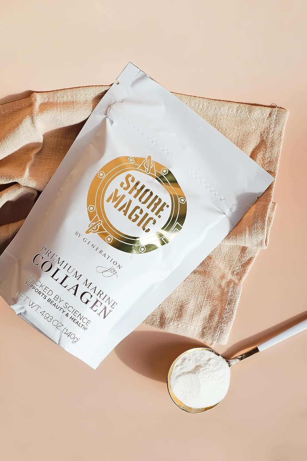 Shore Magic Polvo de colágeno marino prémium con tipo I II III y IV, péptidos hidrolizados para mujeres y hombres, procedentes de pescado silvestre,