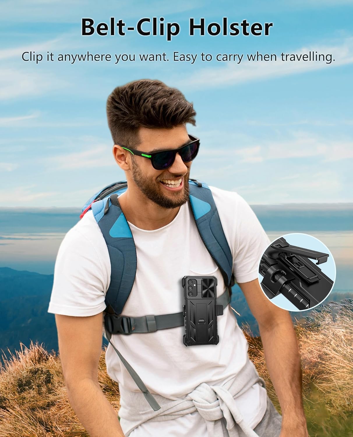FNTCASE Case for Samsung Galaxy A14-5G Military Grade Drop Proof Protection Rugged Protective A14 Cell Phone Cover with Belt Clip Holster Kickstand